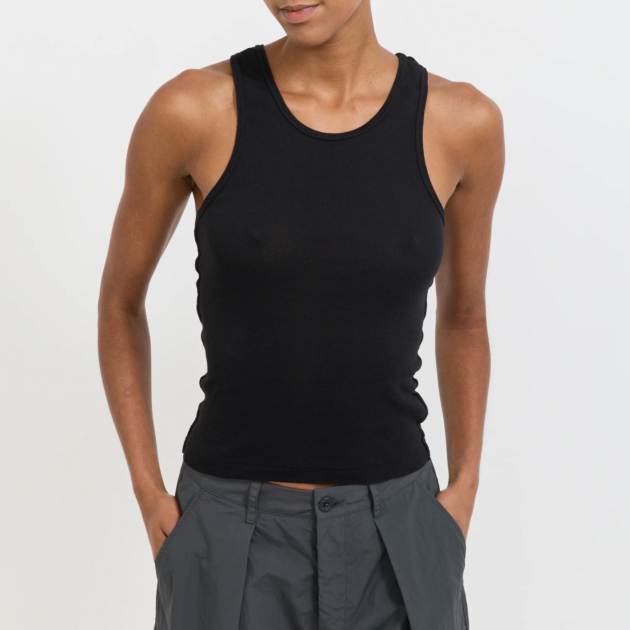 Racer Back Rib Tank Black - Image 5
