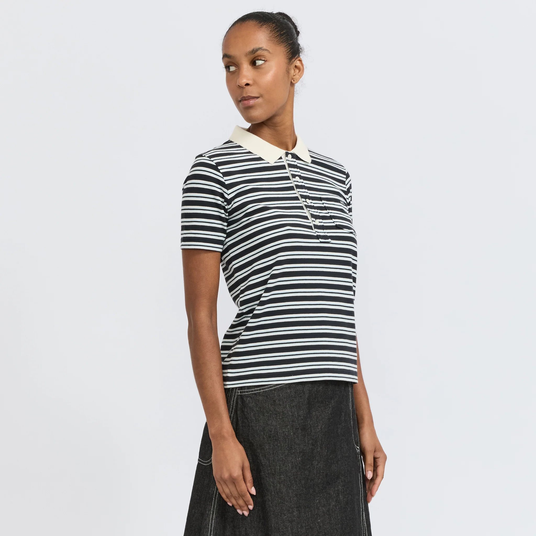 Raye Polo Dark Navy Stripe