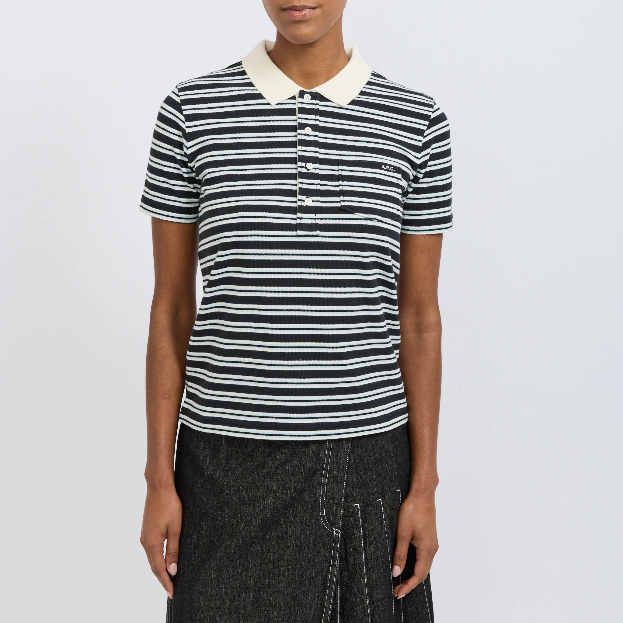 Raye Polo Dark Navy Stripe - Image 5
