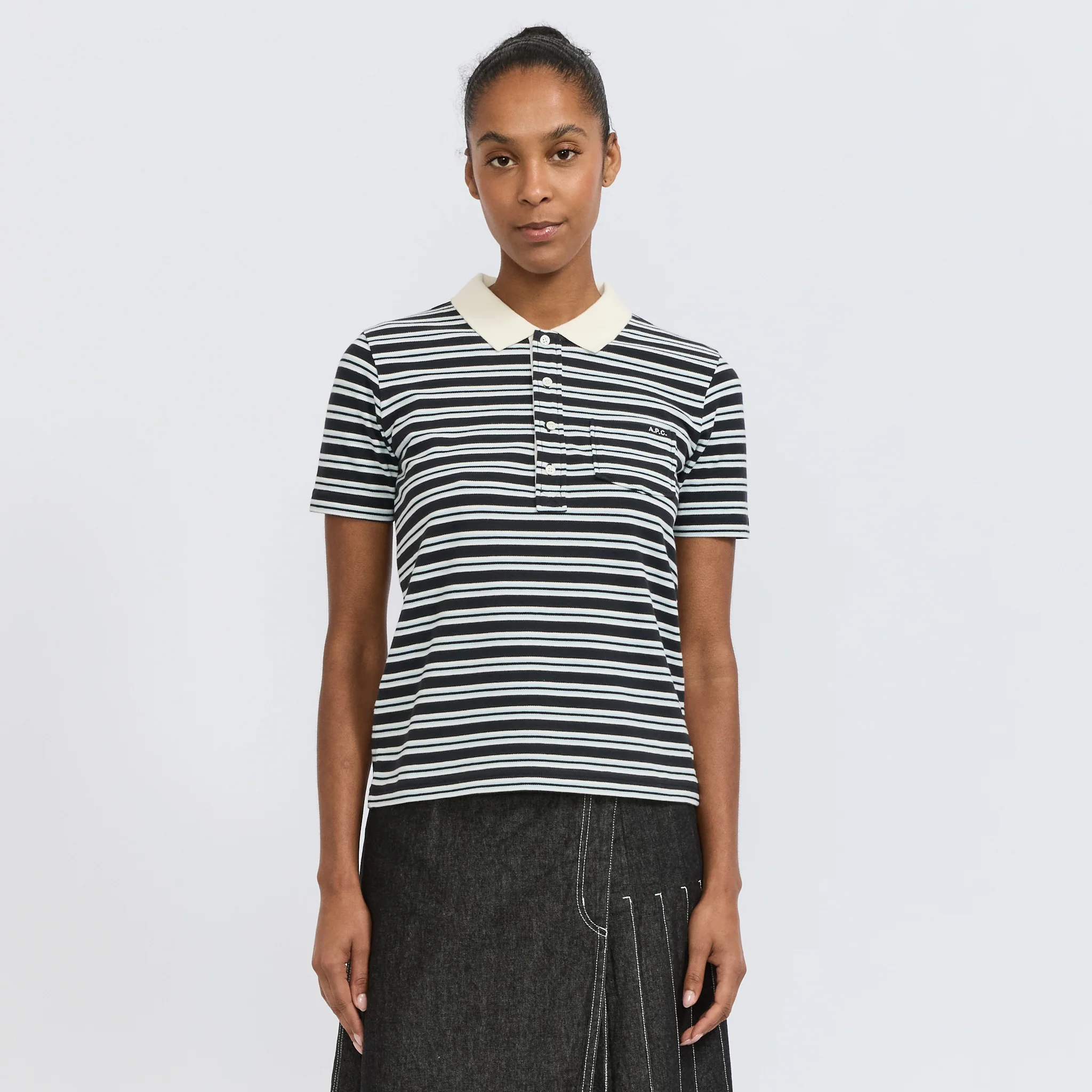 Raye Polo Dark Navy Stripe - Image 7