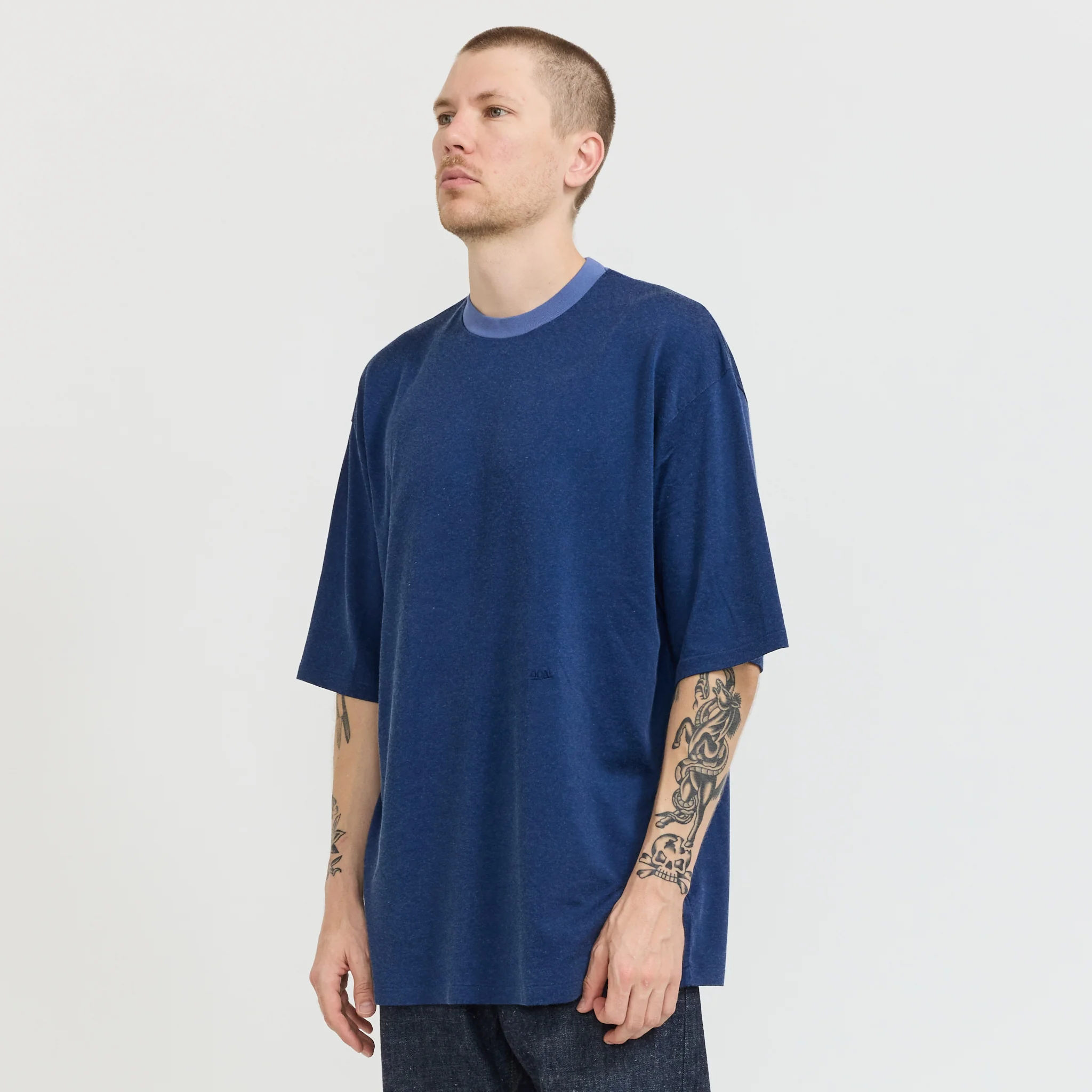 Rayon Cotton Tee Fade Blue