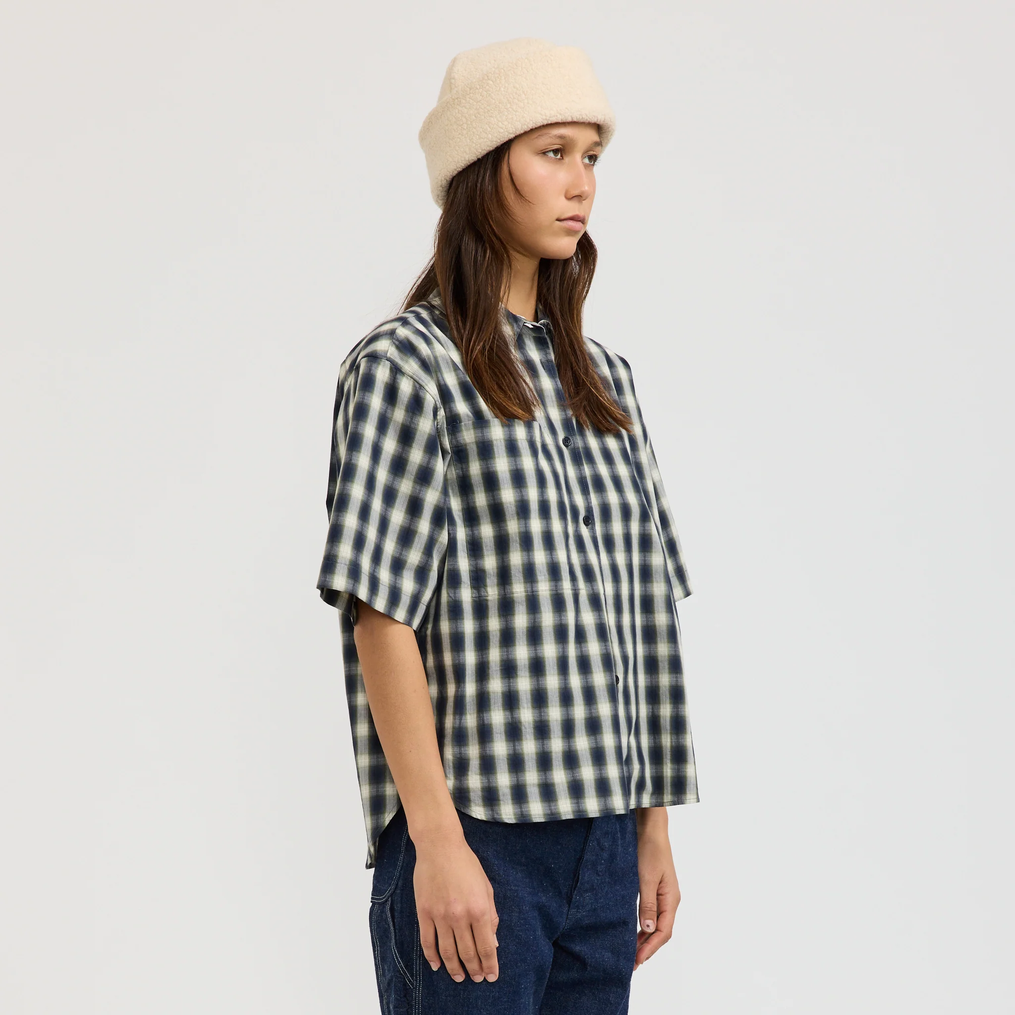 Recycled Wool Watch Cap Beige - Image 3