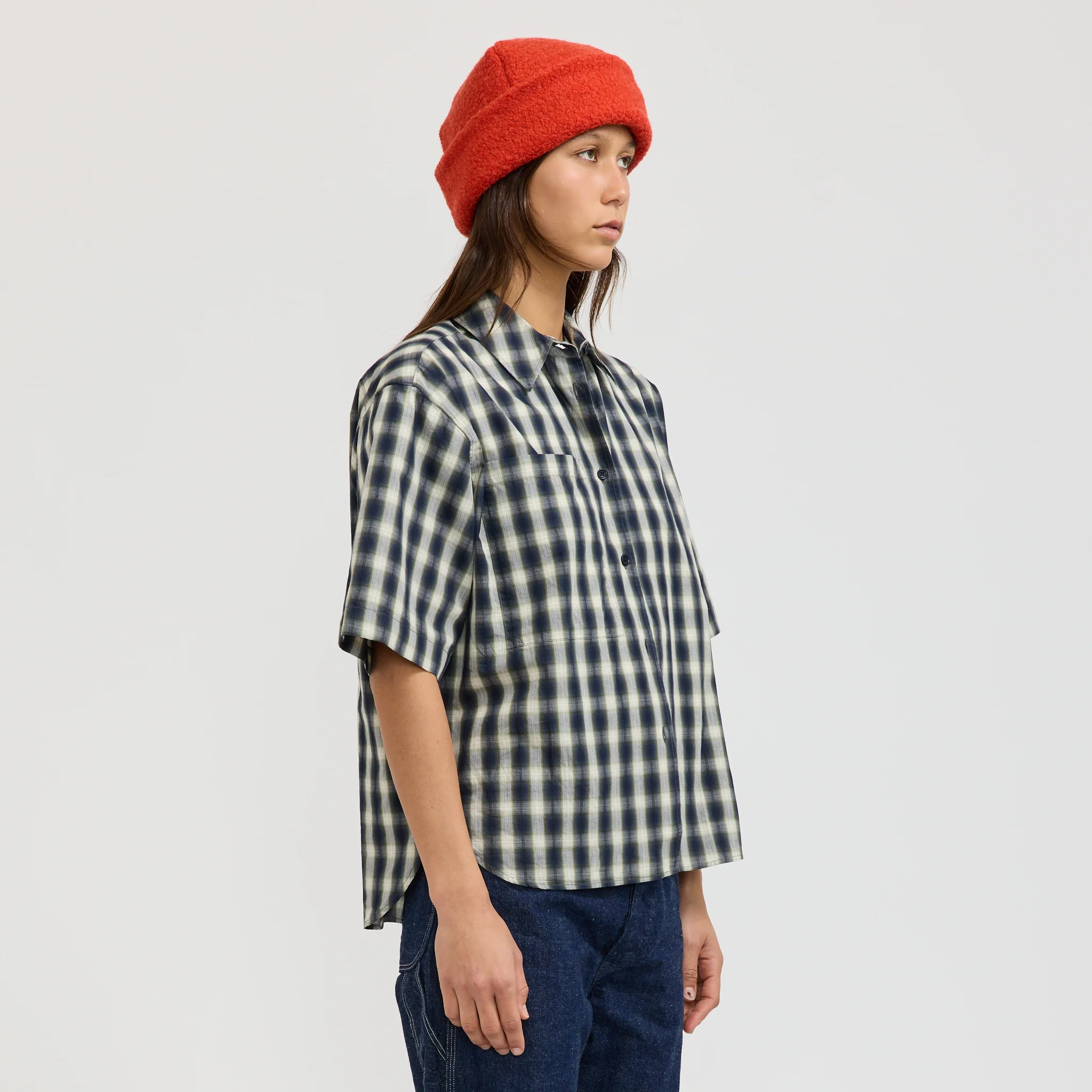 Recycled Wool Watch Cap Orange - Image 3