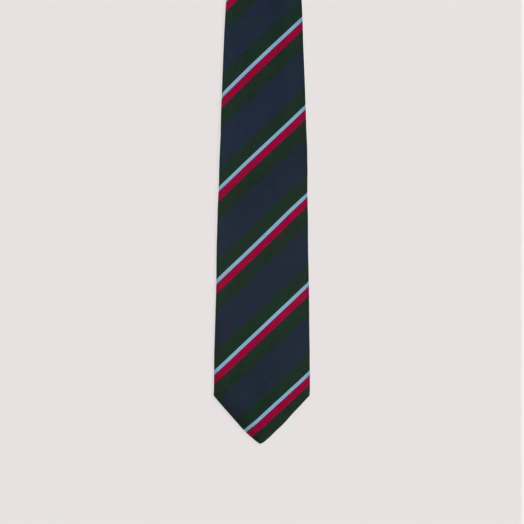 Regimental Stripe Mogador Tie Green/Navy - Image 2