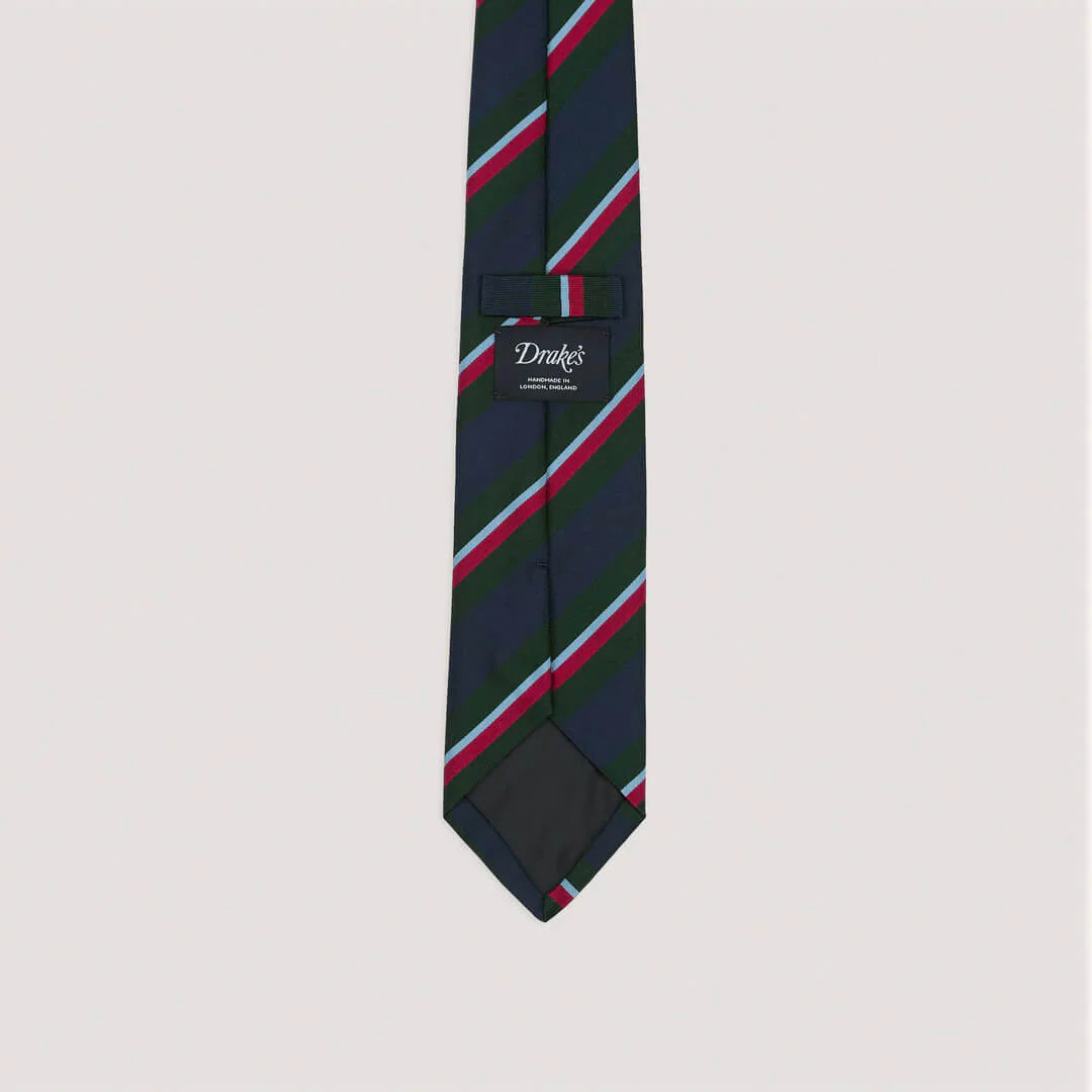 Regimental Stripe Mogador Tie Green/Navy - Image 3