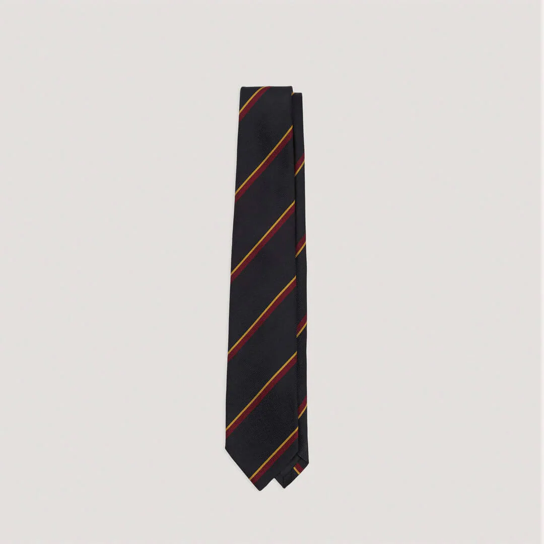 Regimental Stripe Reppe Tie Navy/Red/Yellow