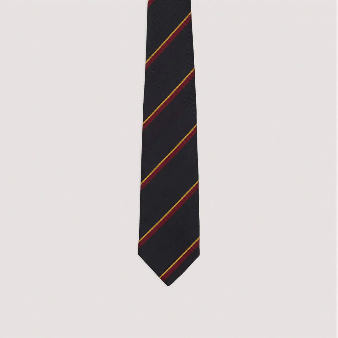 Regimental Stripe Reppe Tie Navy/Red/Yellow - Image 2