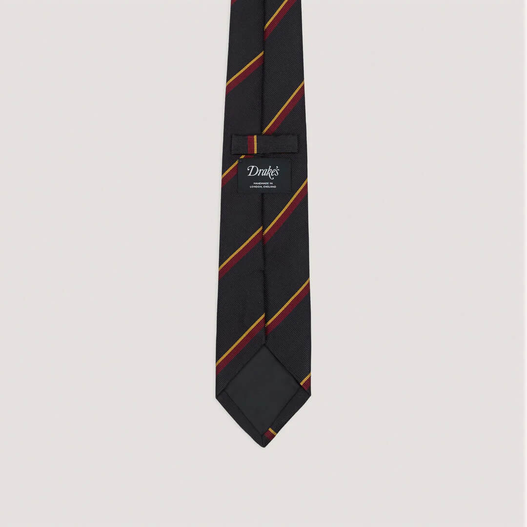 Regimental Stripe Reppe Tie Navy/Red/Yellow - Image 3