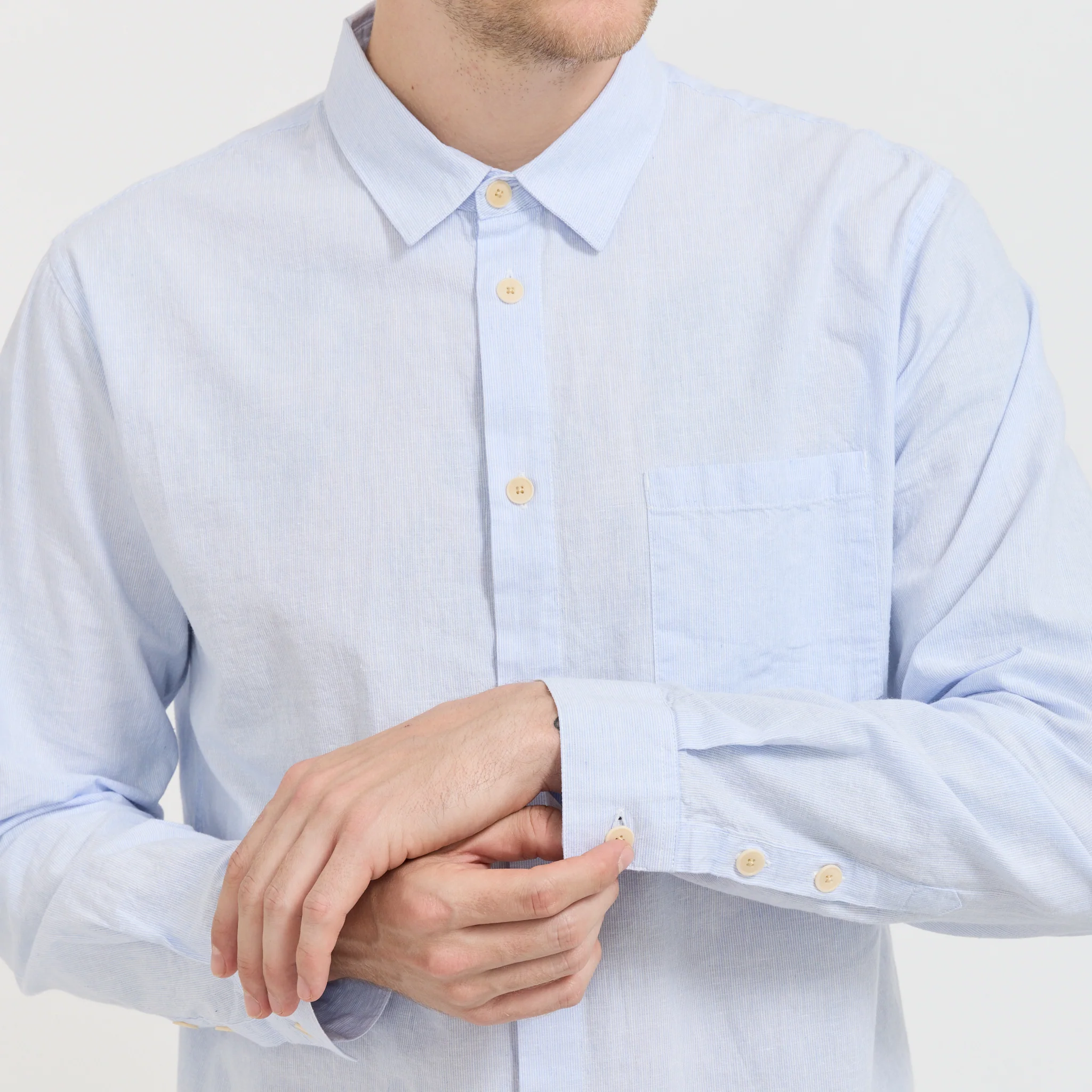 Relaxed Fit Shirt Blue Microstripe - Image 6