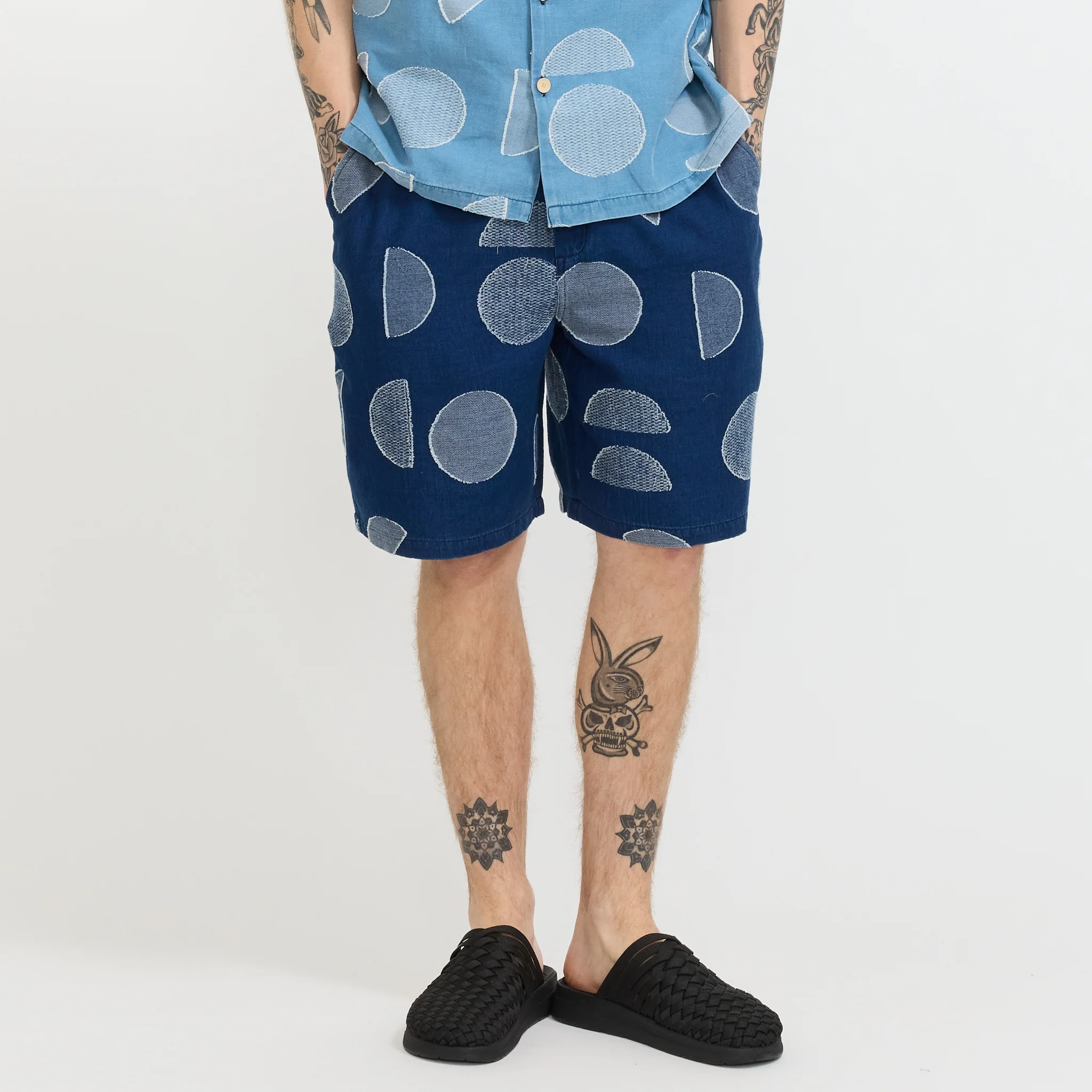 Relaxed Fit Shorts Indigo Circle Jacquard