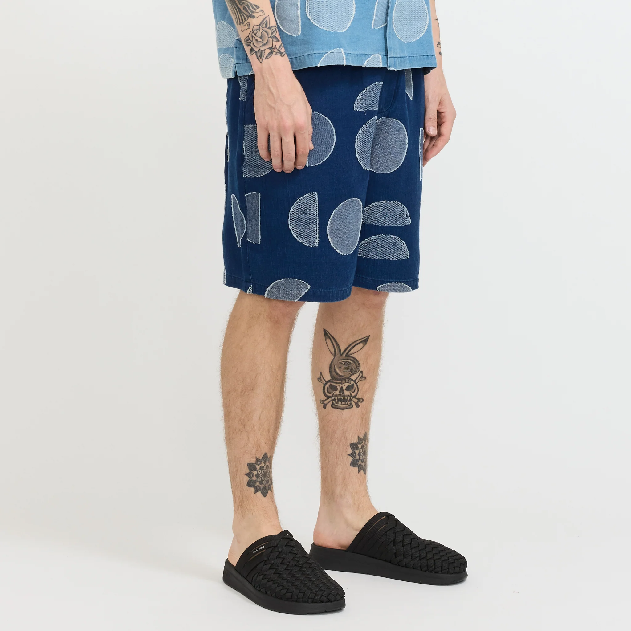 Relaxed Fit Shorts Indigo Circle Jacquard - Image 3