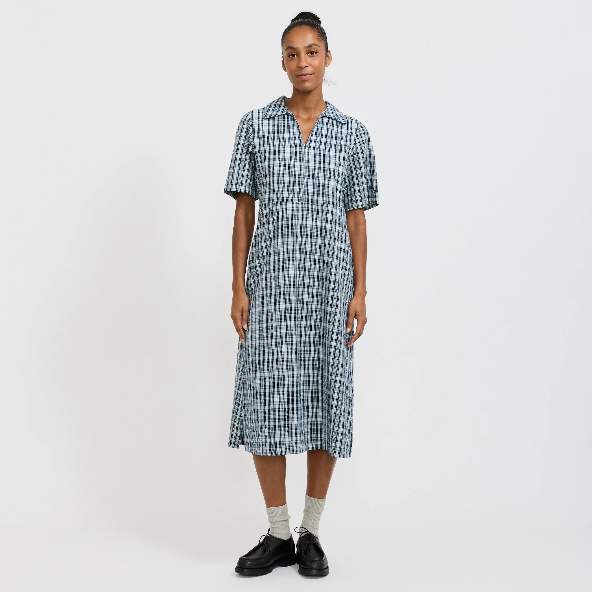 Ronja Dress Indigo Seersucker