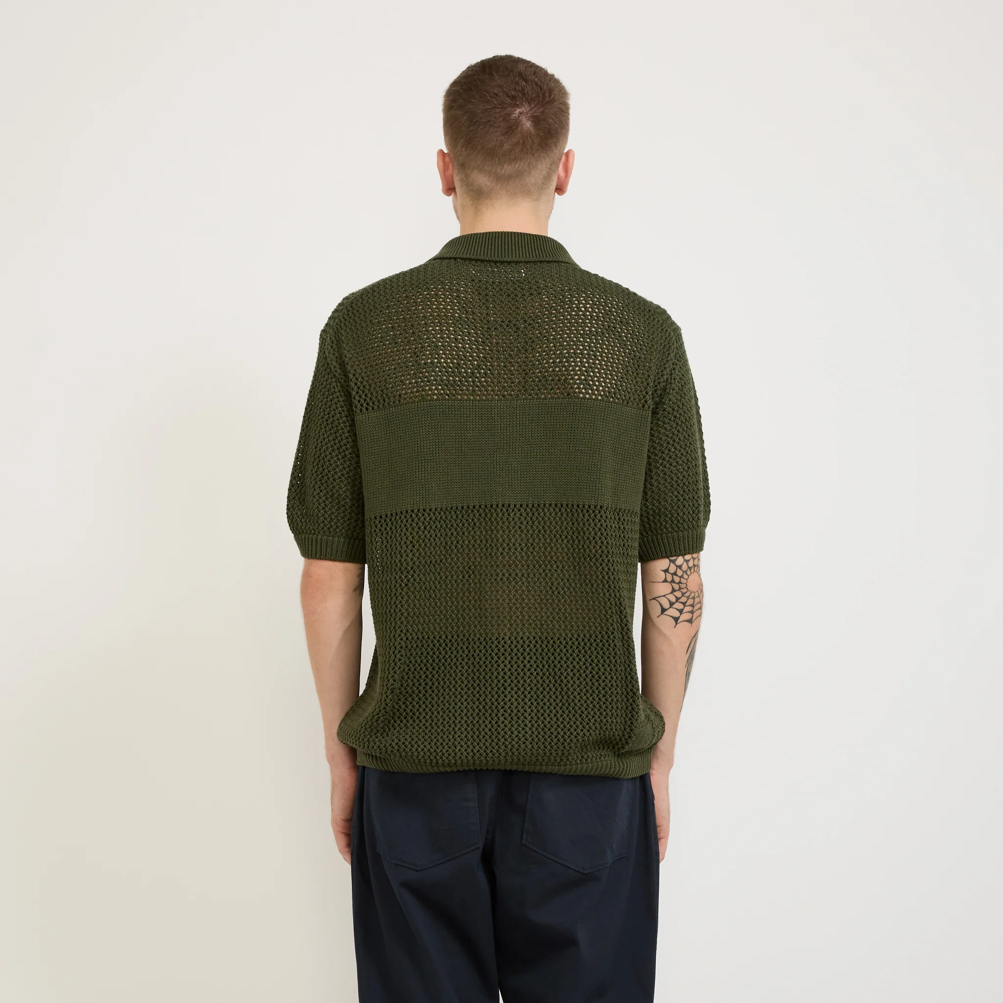 S/S Knit Shirt Open Knit Olive - Image 4