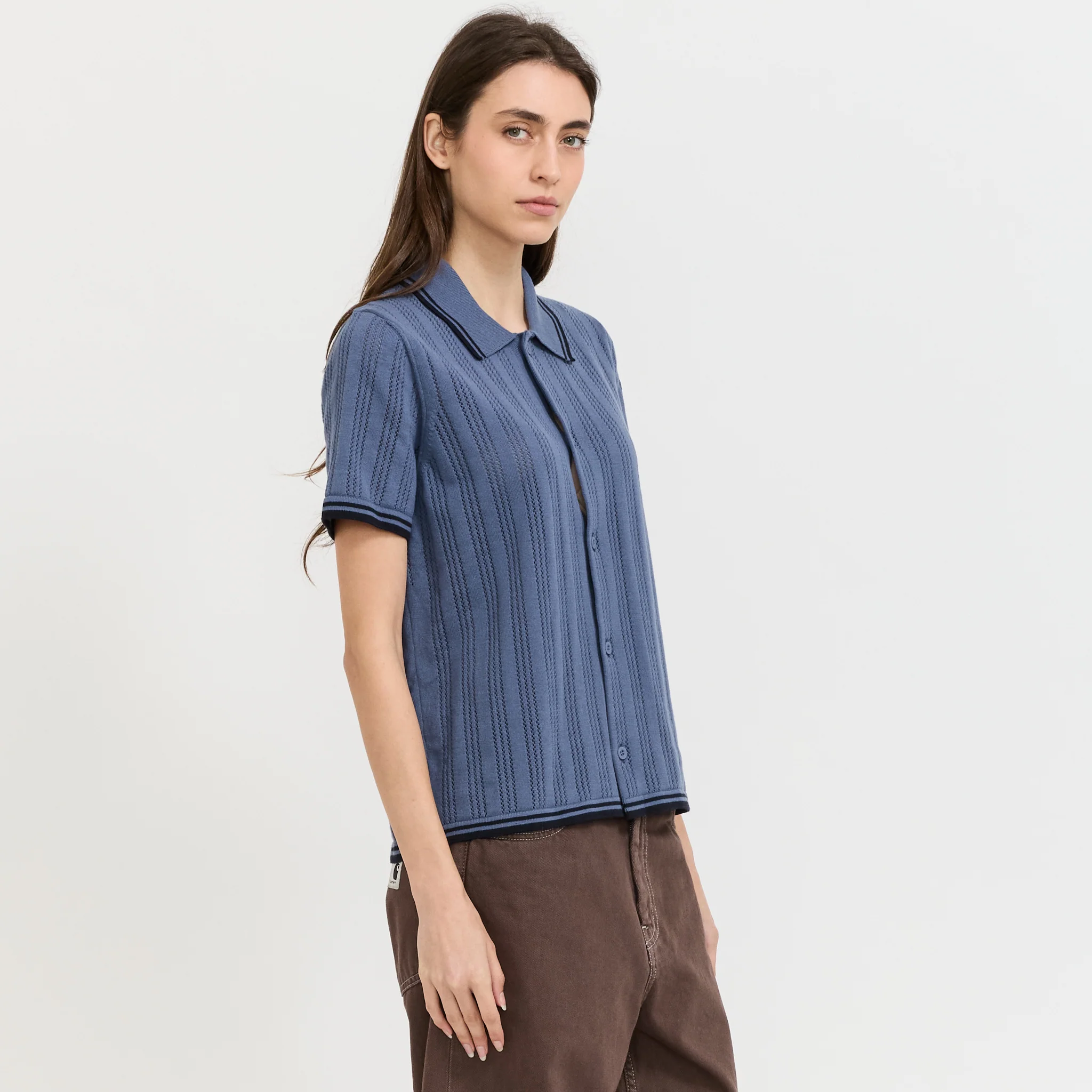 S/S Ramsey Knit Shirt Velvet Blue - Image 3