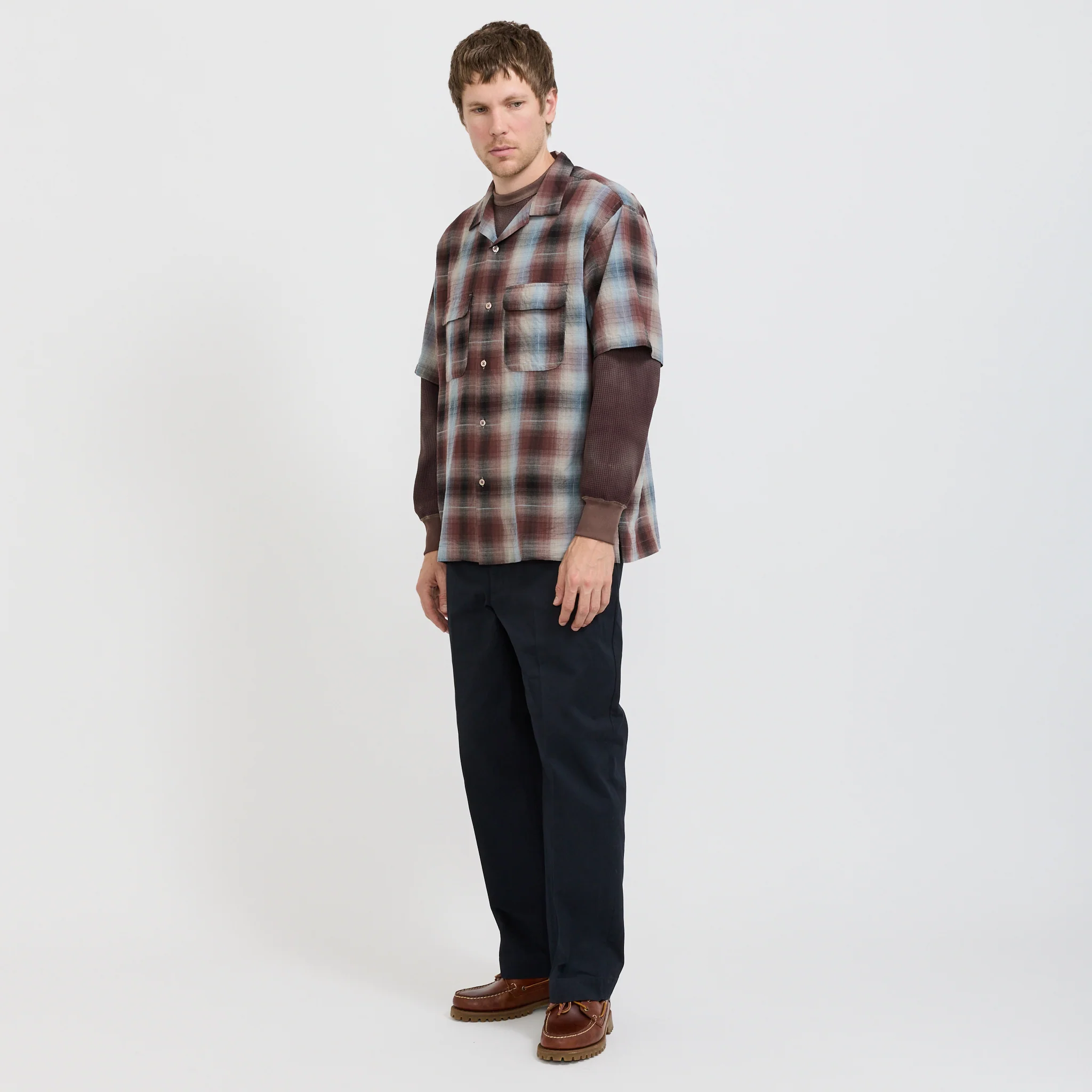 Sam Dobby Ombre Short Sleeve Shirt Brown - Image 2