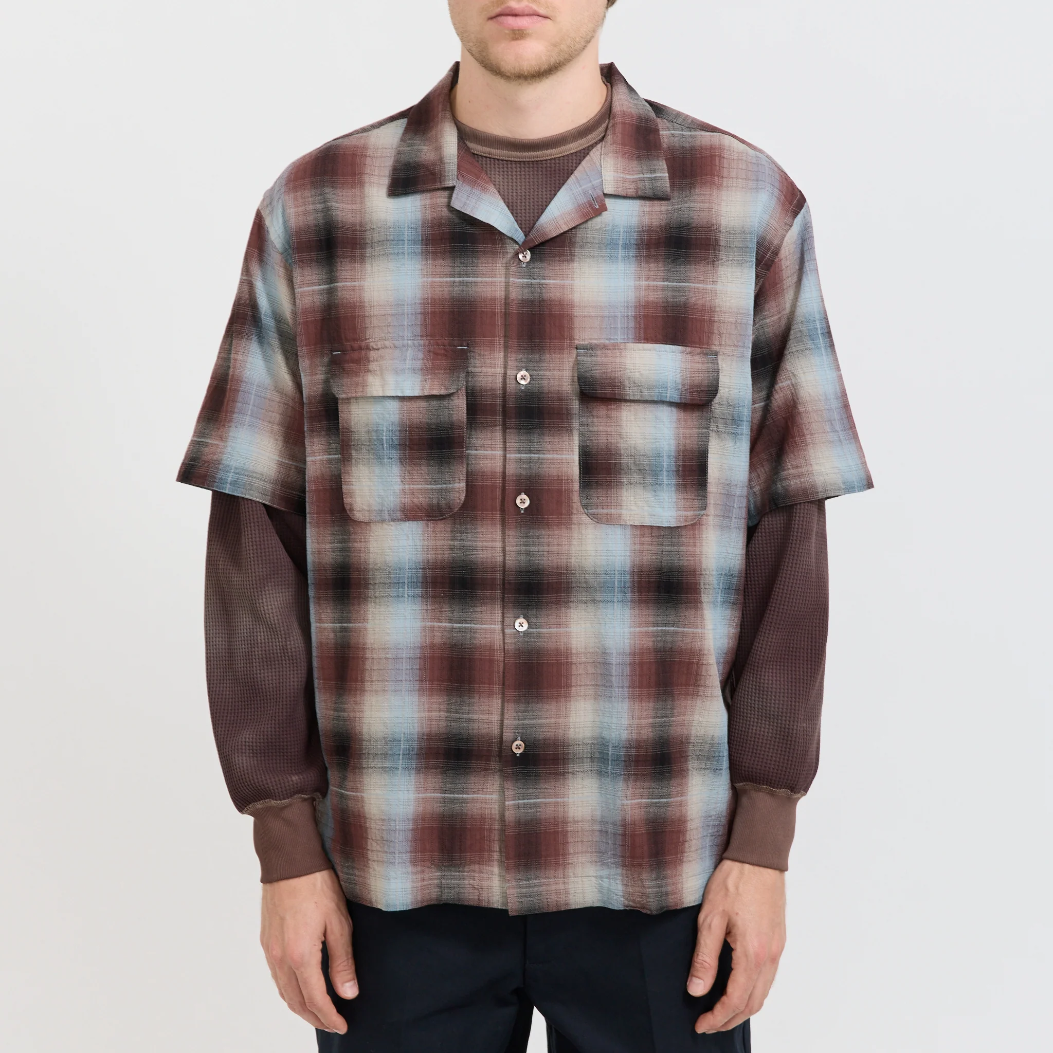 Sam Dobby Ombre Short Sleeve Shirt Brown - Image 5