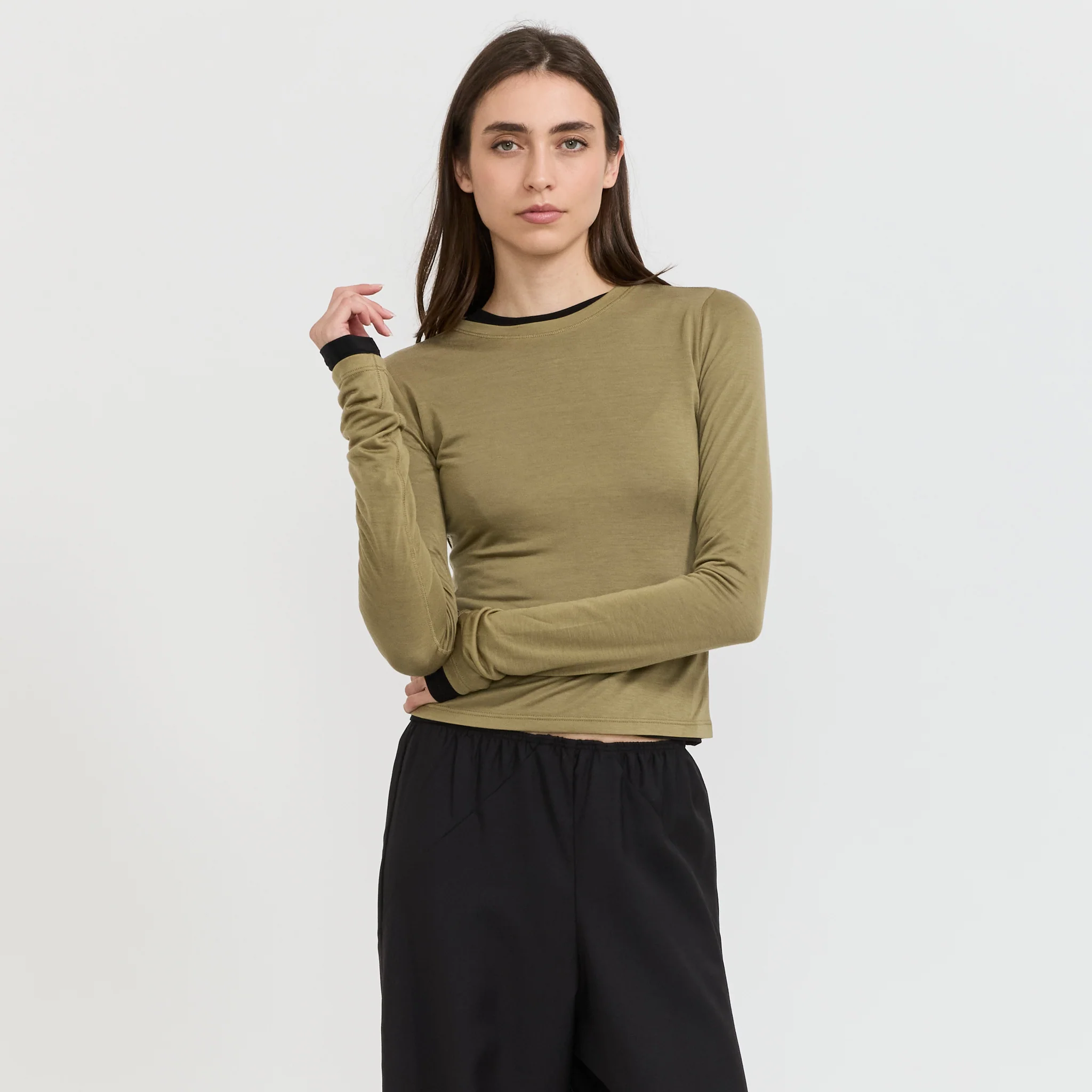 Sheer Long Sleeve Top Clay
