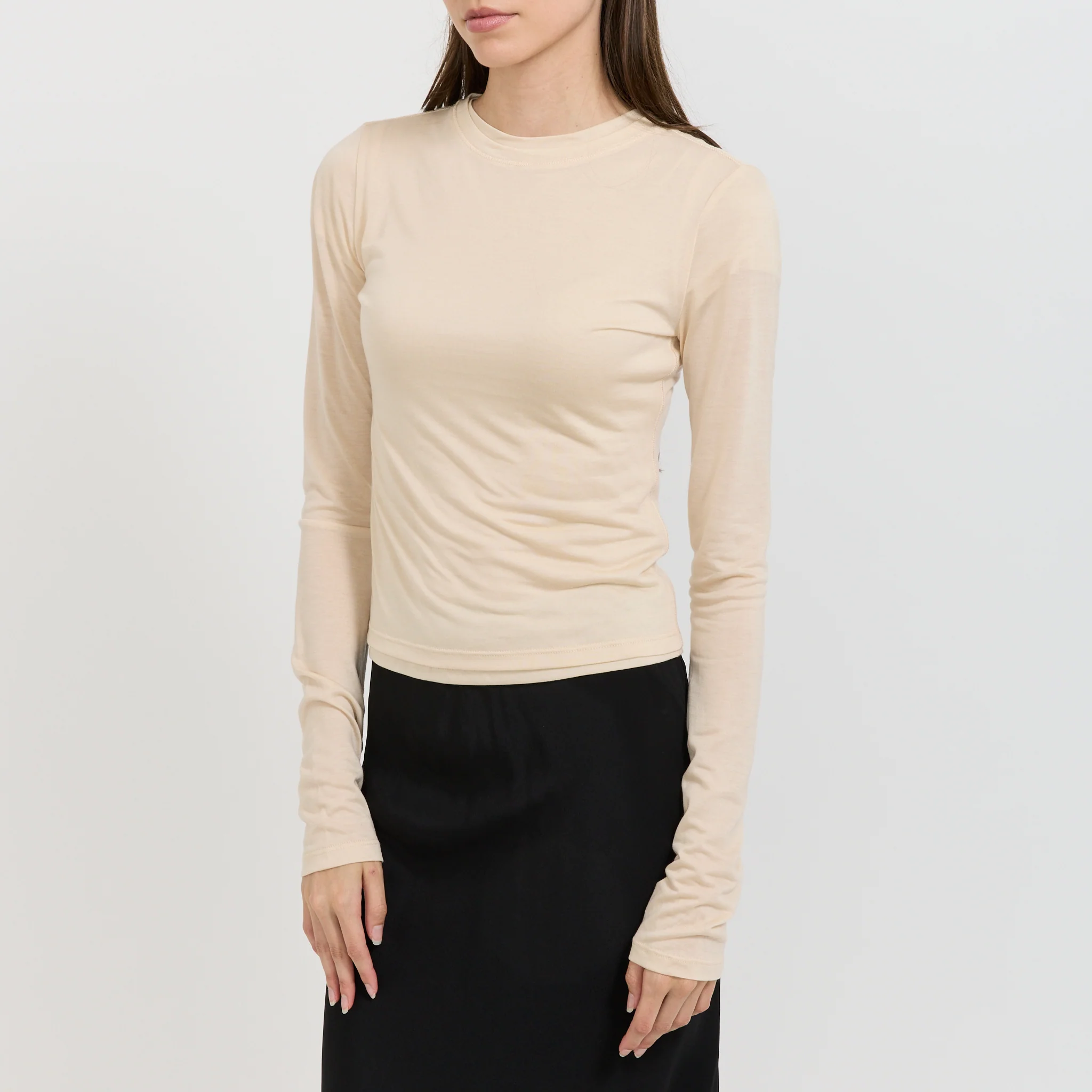 Sheer Long Sleeve Top Cream - Image 5