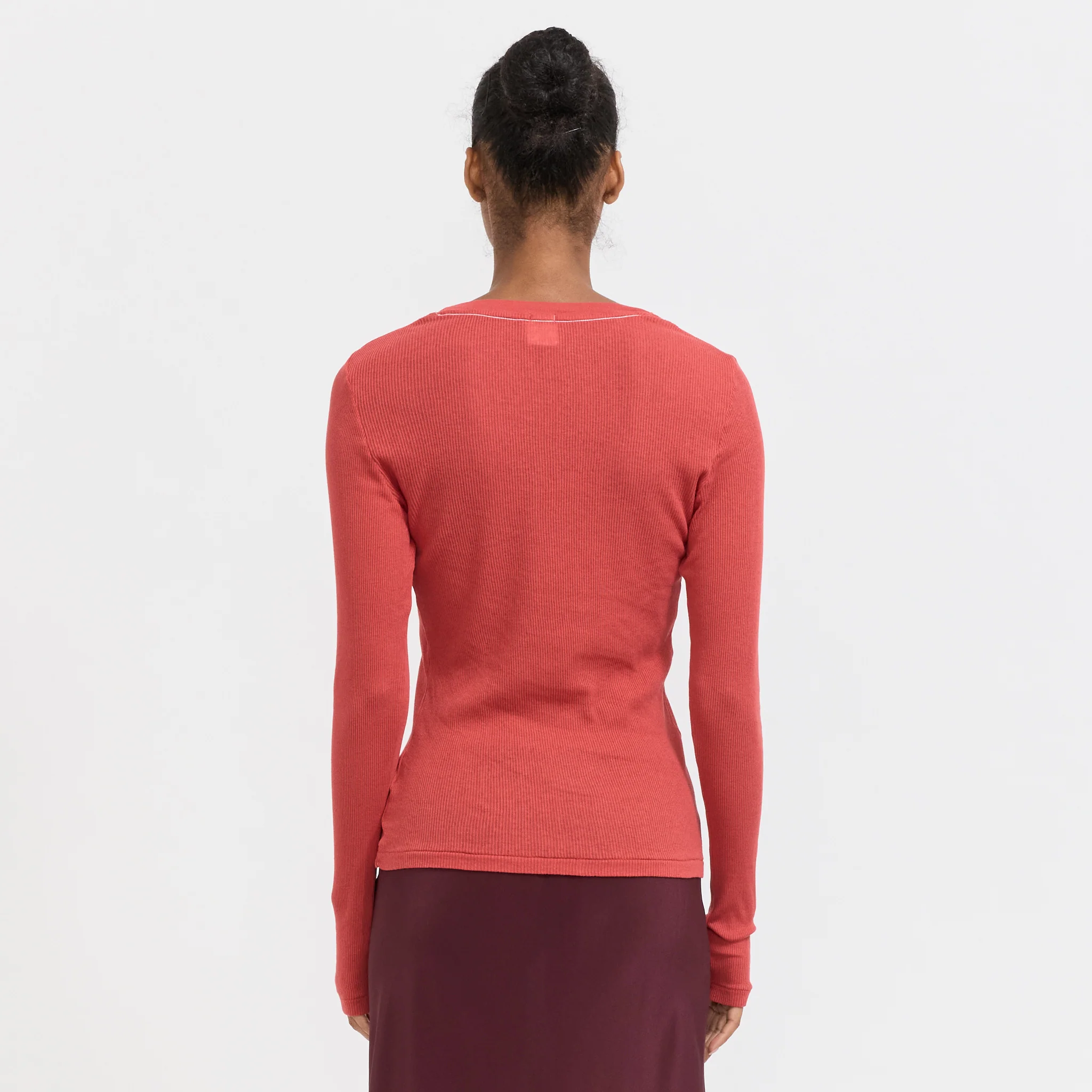 Sheer Rib L/S T-Shirt Heritage Red - Image 4