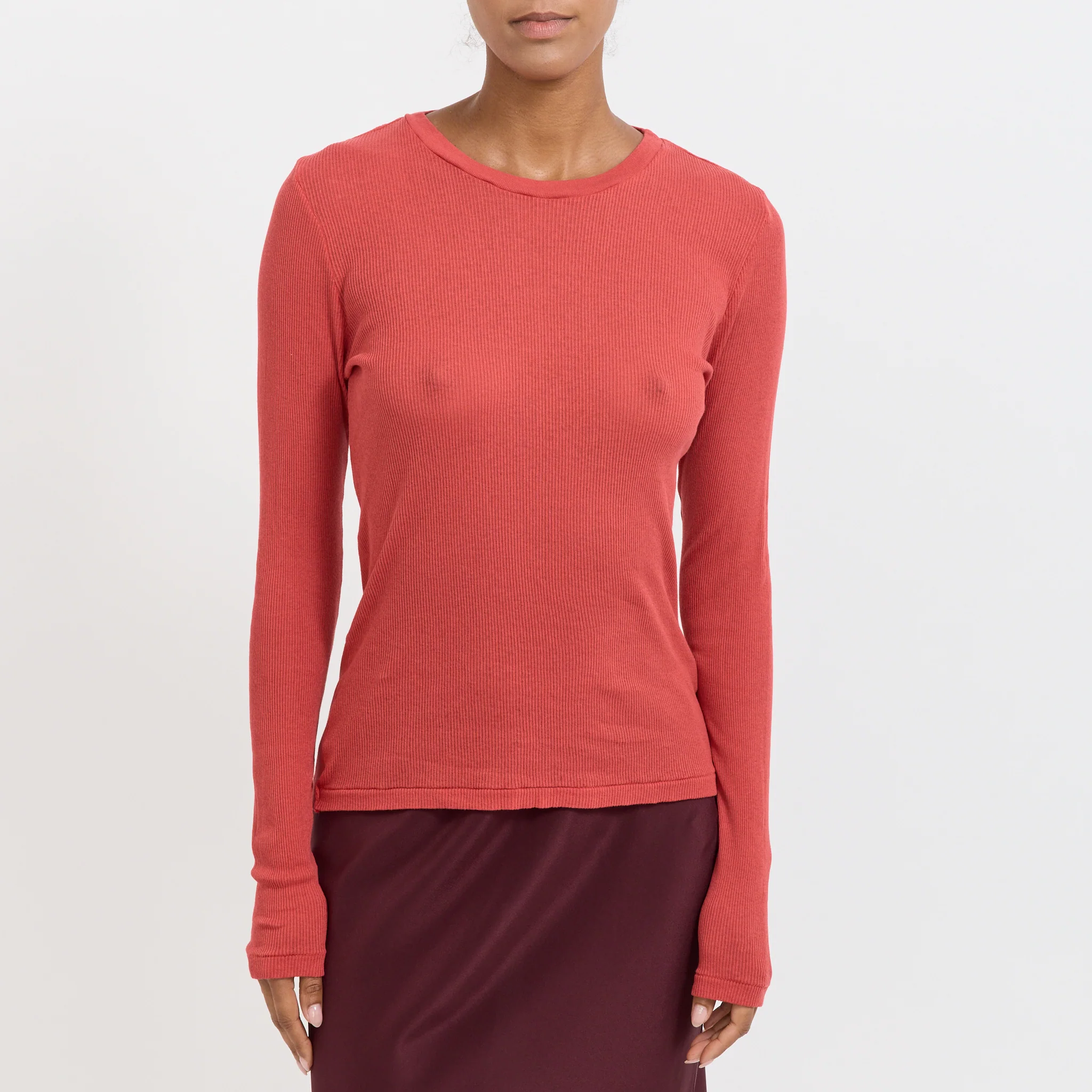 Sheer Rib L/S T-Shirt Heritage Red - Image 5