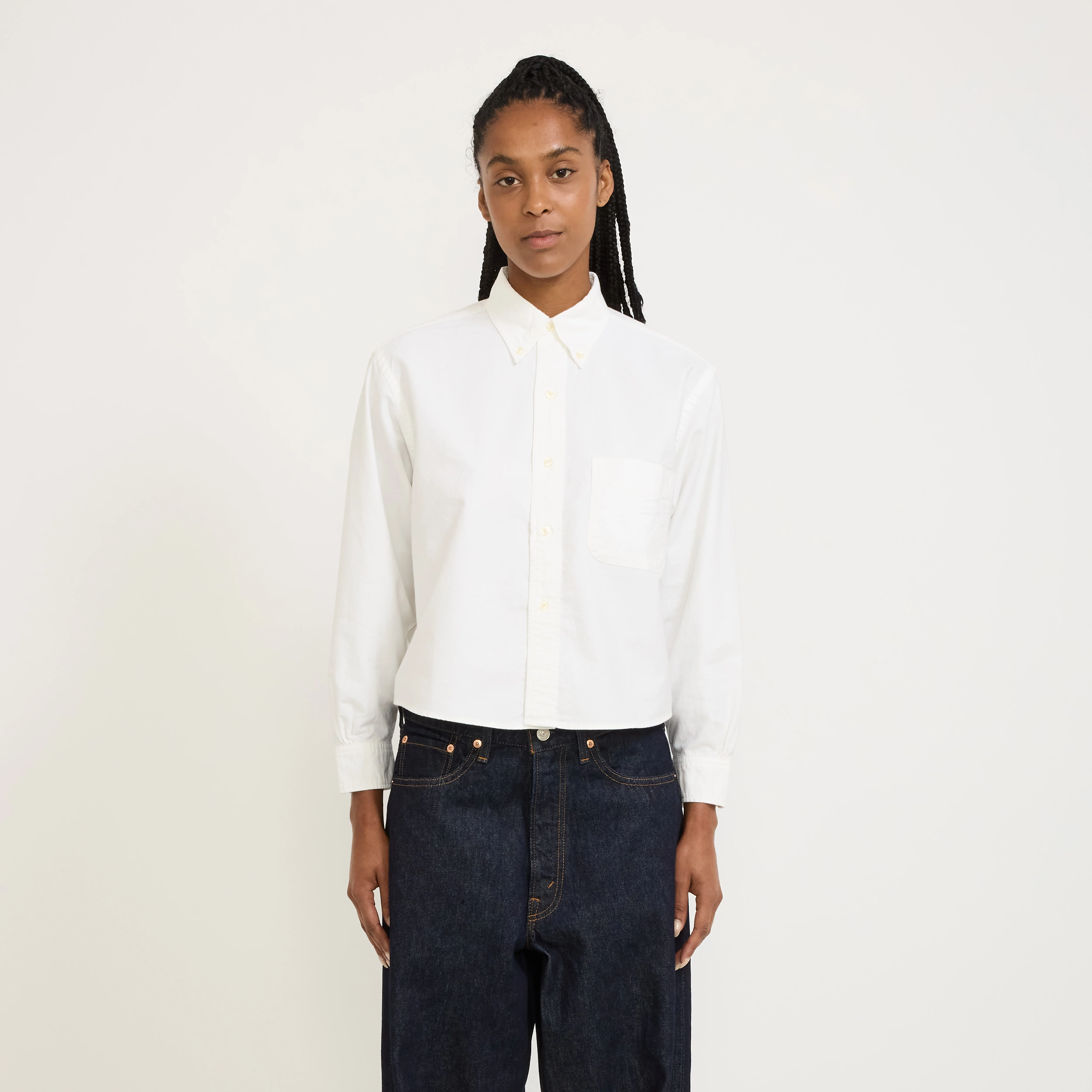 Short Button Down Shirt White