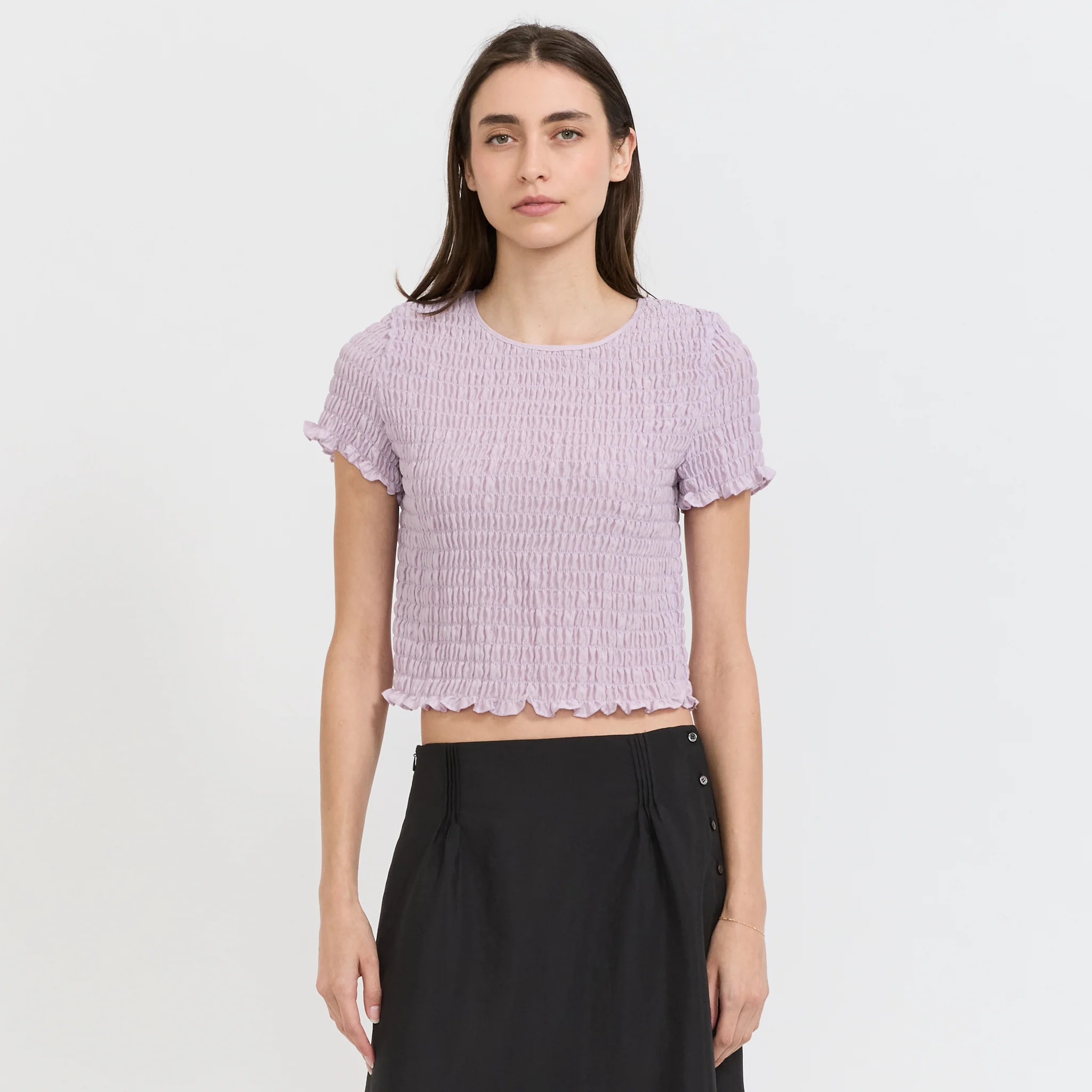 Smocked Sleeve Blouse Purple