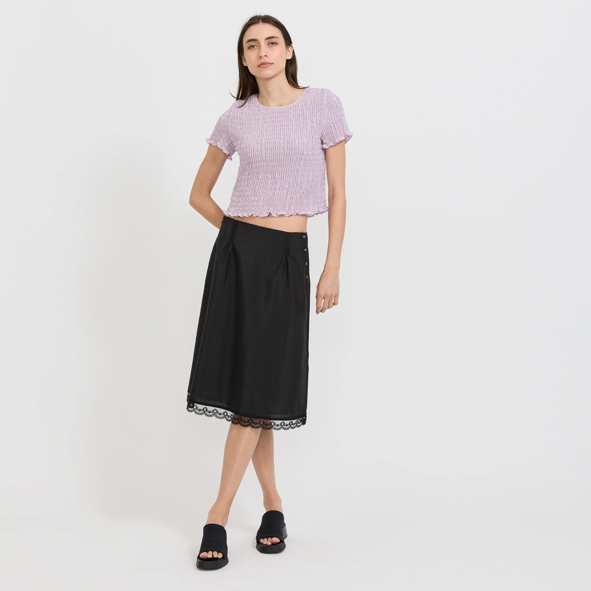 Smocked Sleeve Blouse Purple - Image 2