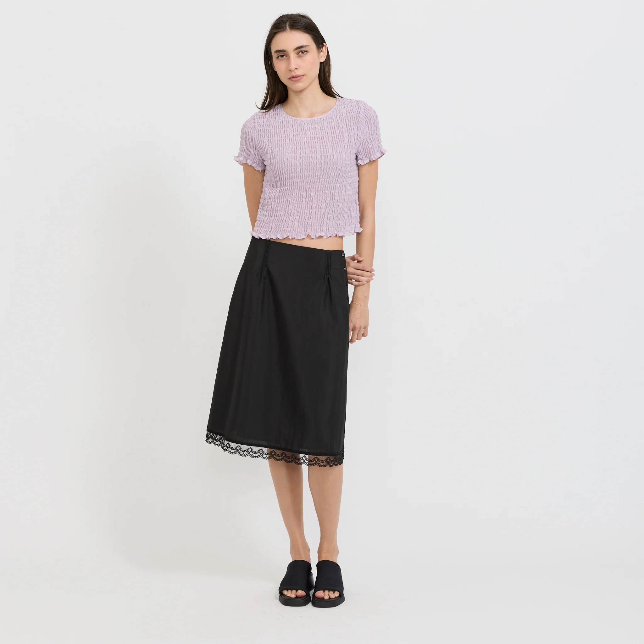 Smocked Sleeve Blouse Purple - Image 6