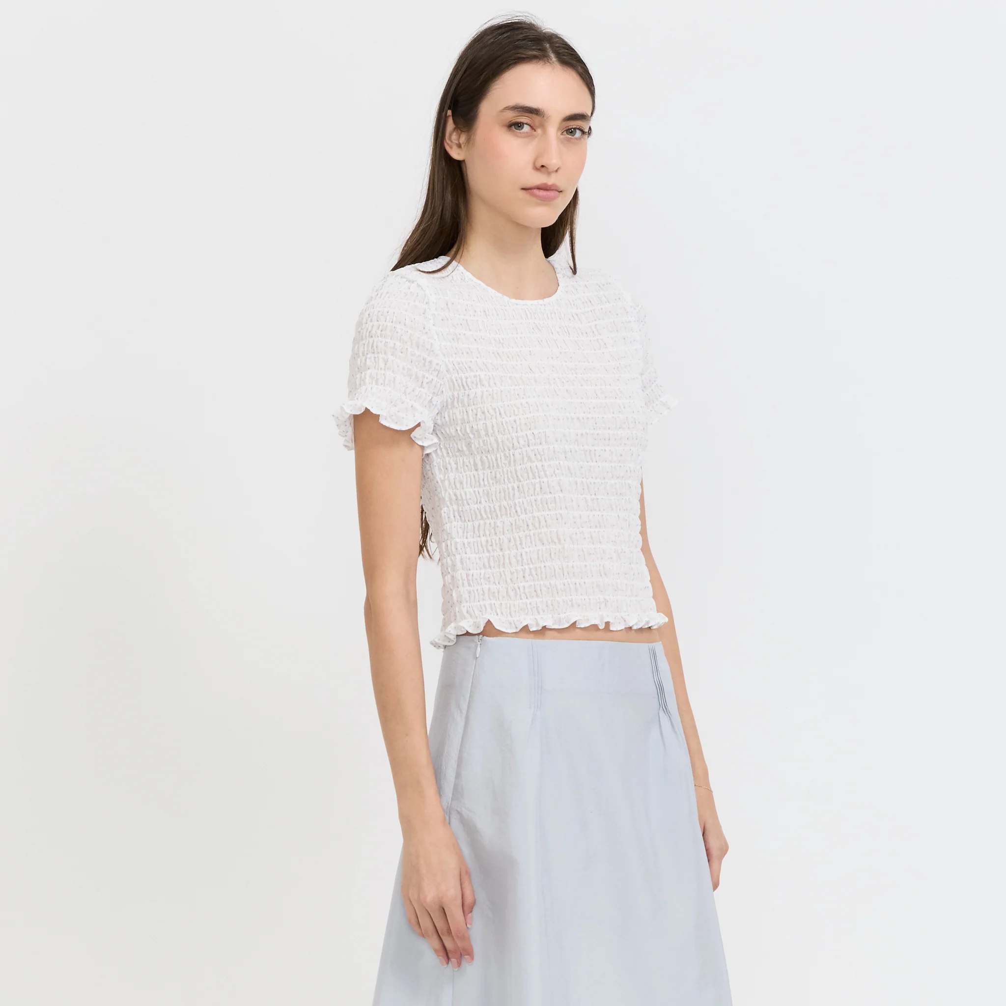 Smocked Sleeve Blouse White - Image 3