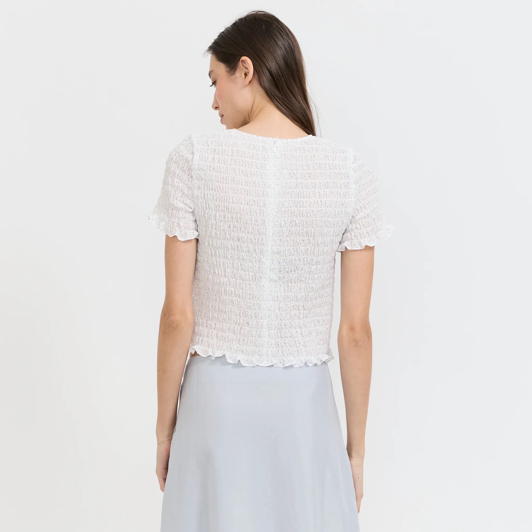 Smocked Sleeve Blouse White - Image 4