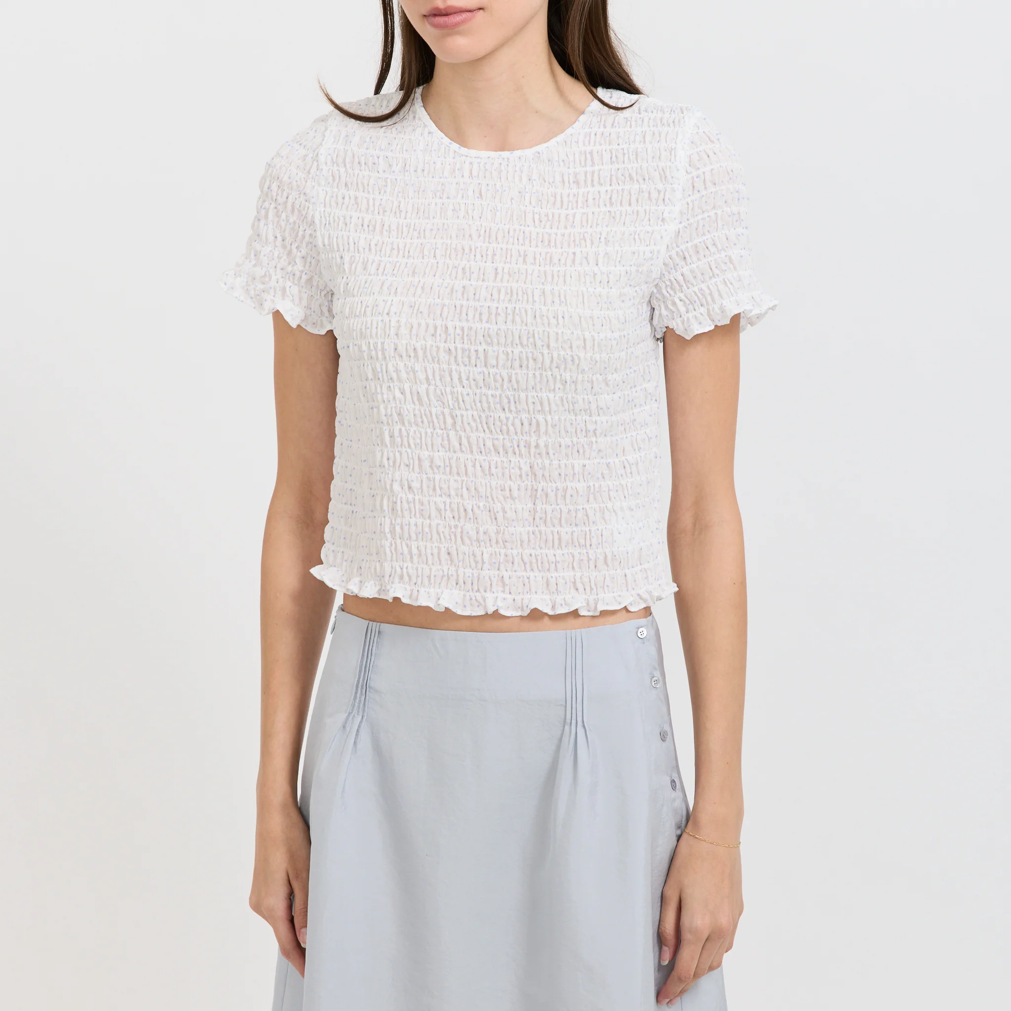 Smocked Sleeve Blouse White - Image 5