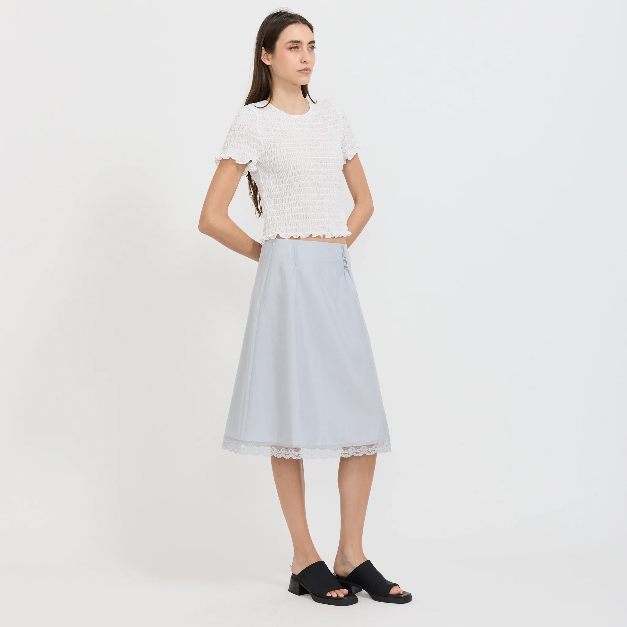 Smocked Sleeve Blouse White - Image 6