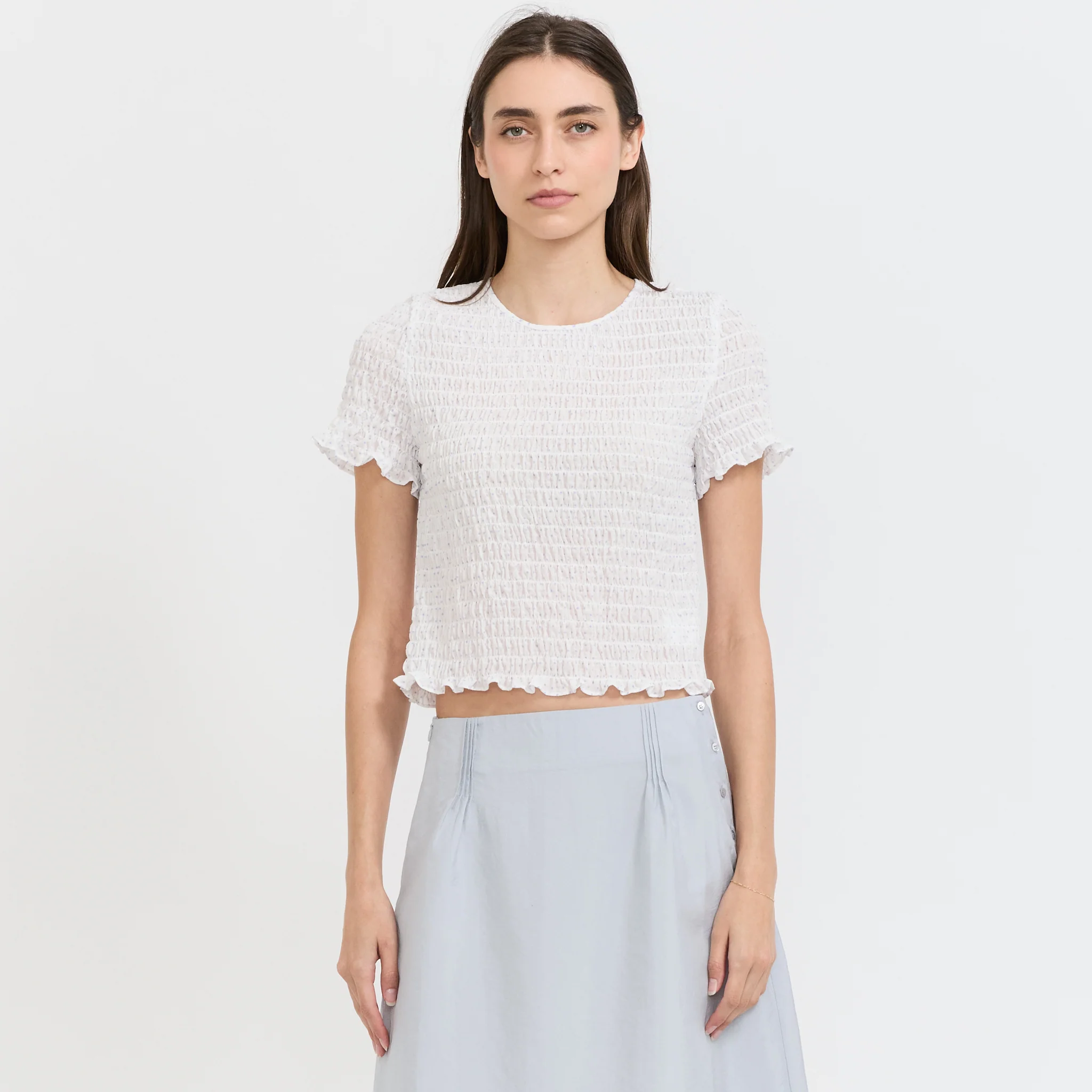 Smocked Sleeve Blouse White - Image 7