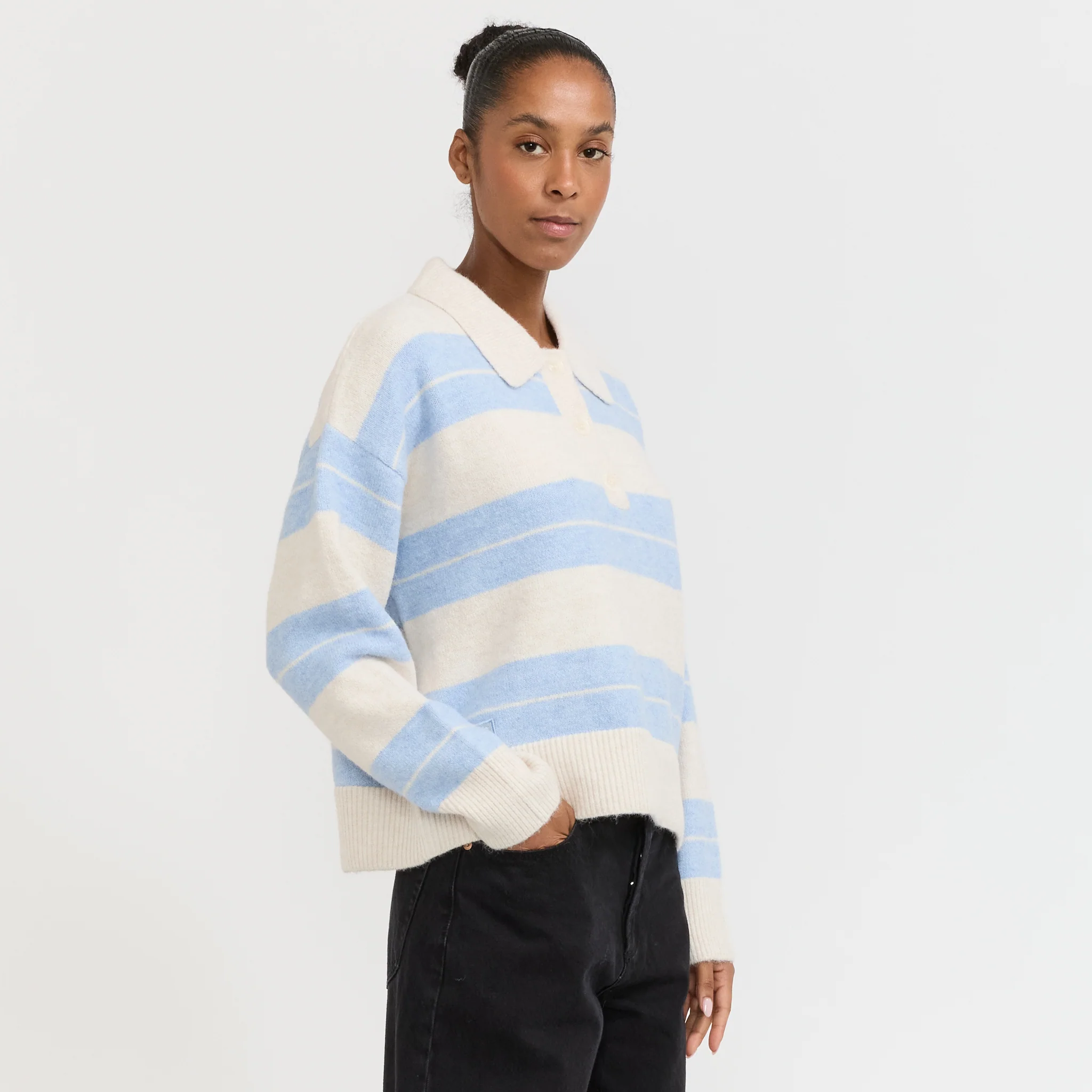 Sofia Stripe Polo Soft Blue - Image 3