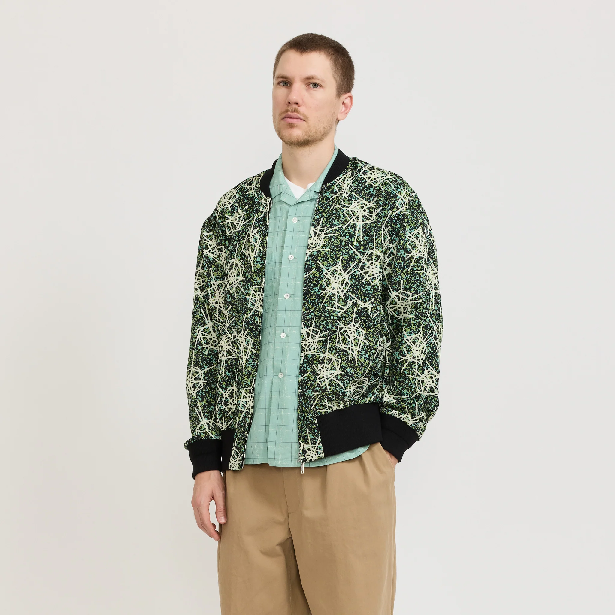 Sports Blouson Jacquard Mapping Print Black