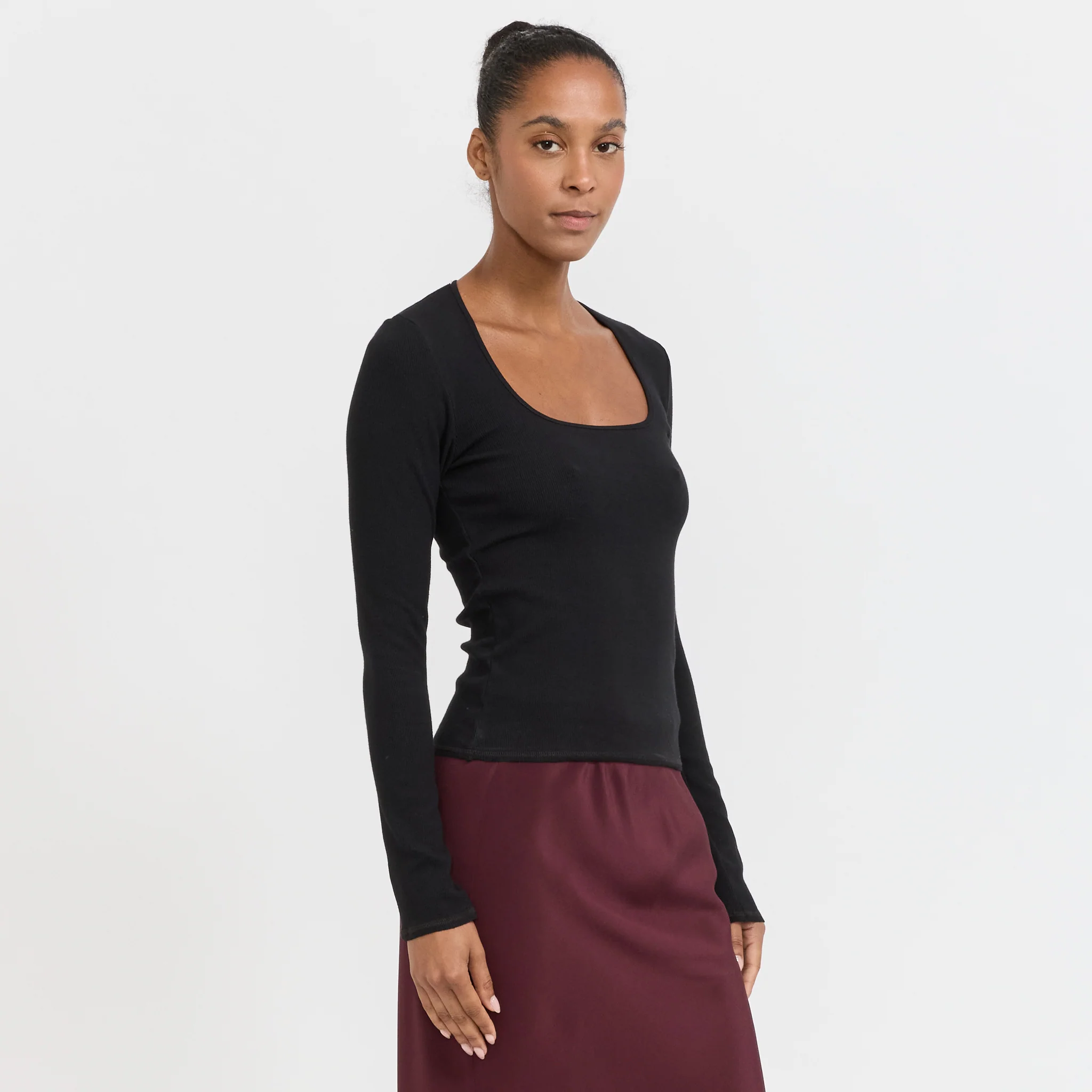 Square Neck L/S Top Black - Image 3