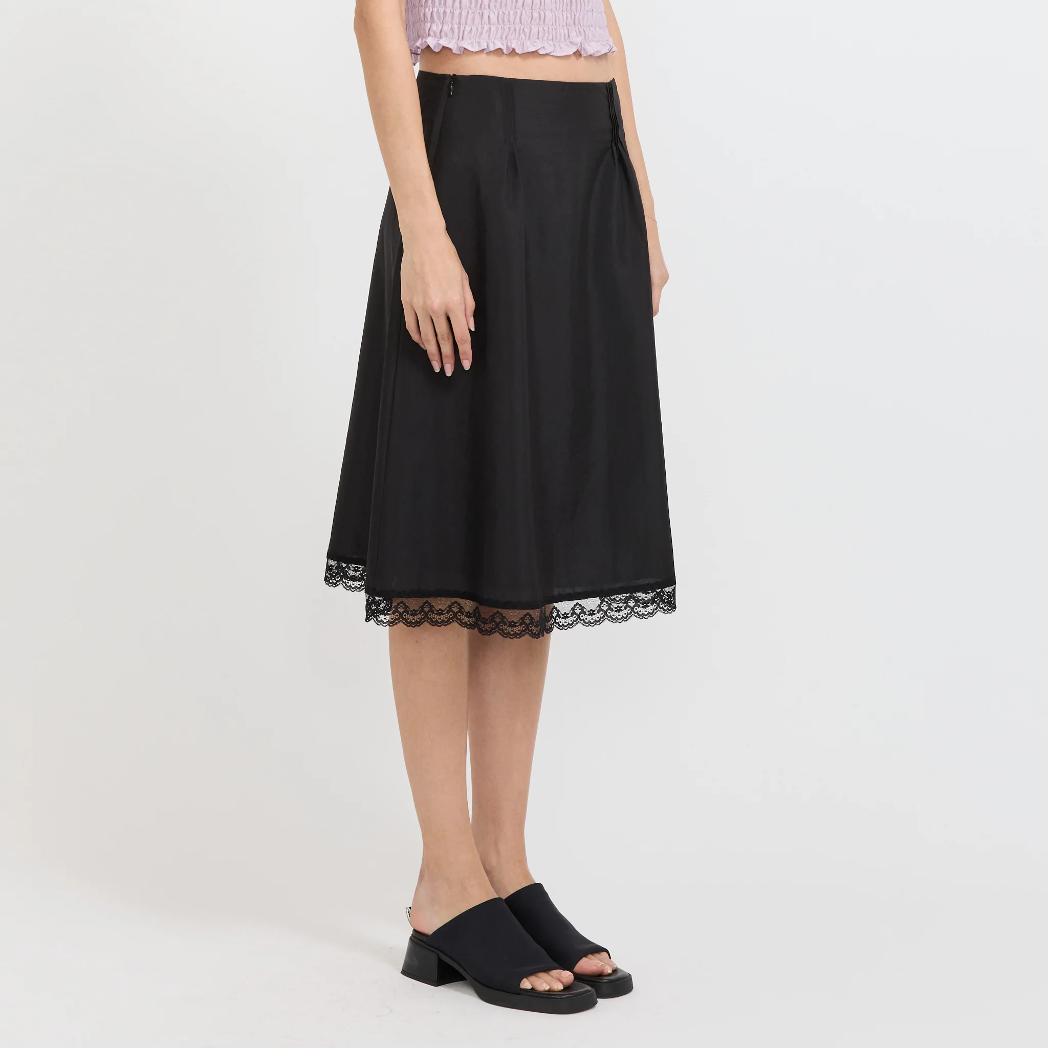 Stitch Lace Detail Skirt Black - Image 3
