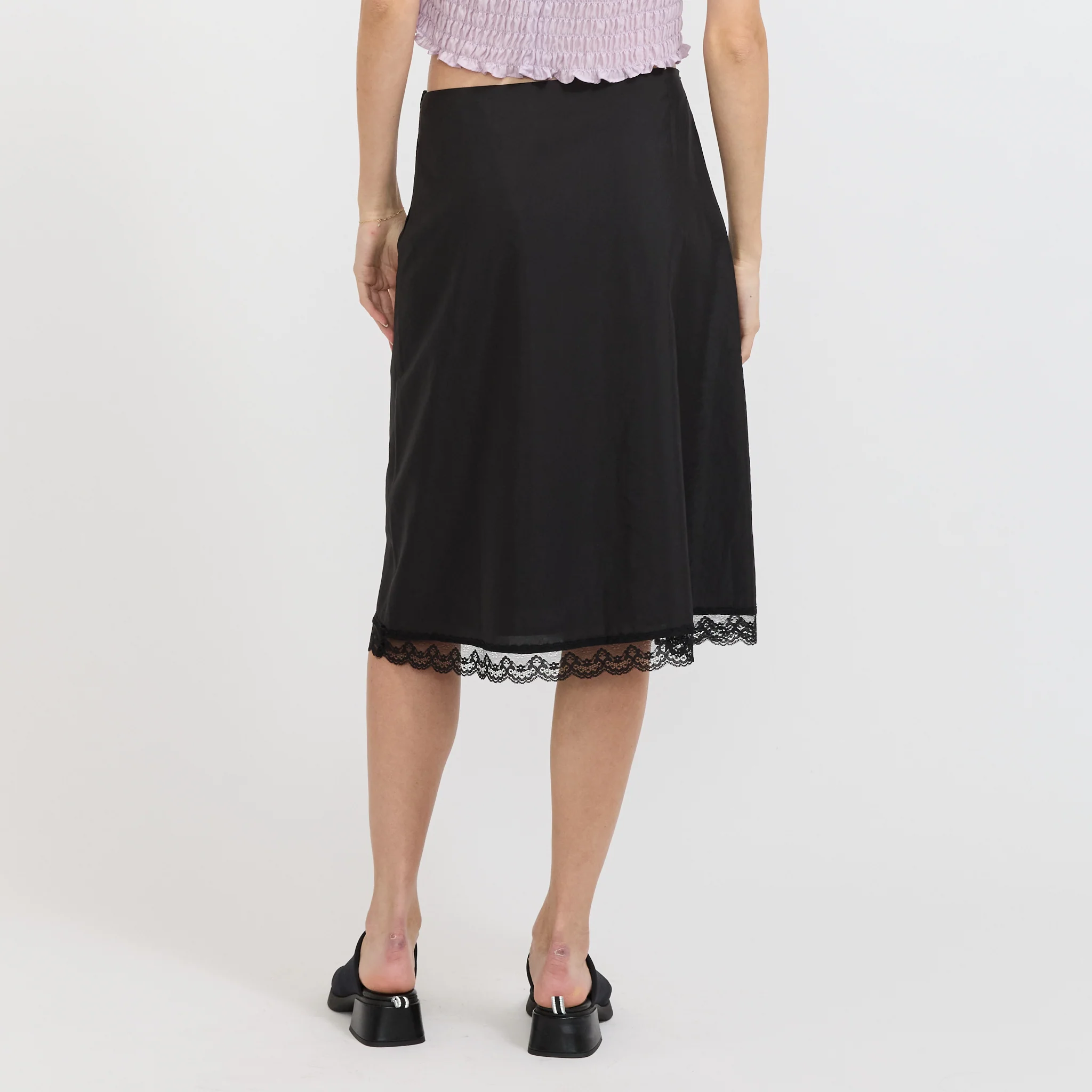 Stitch Lace Detail Skirt Black - Image 4