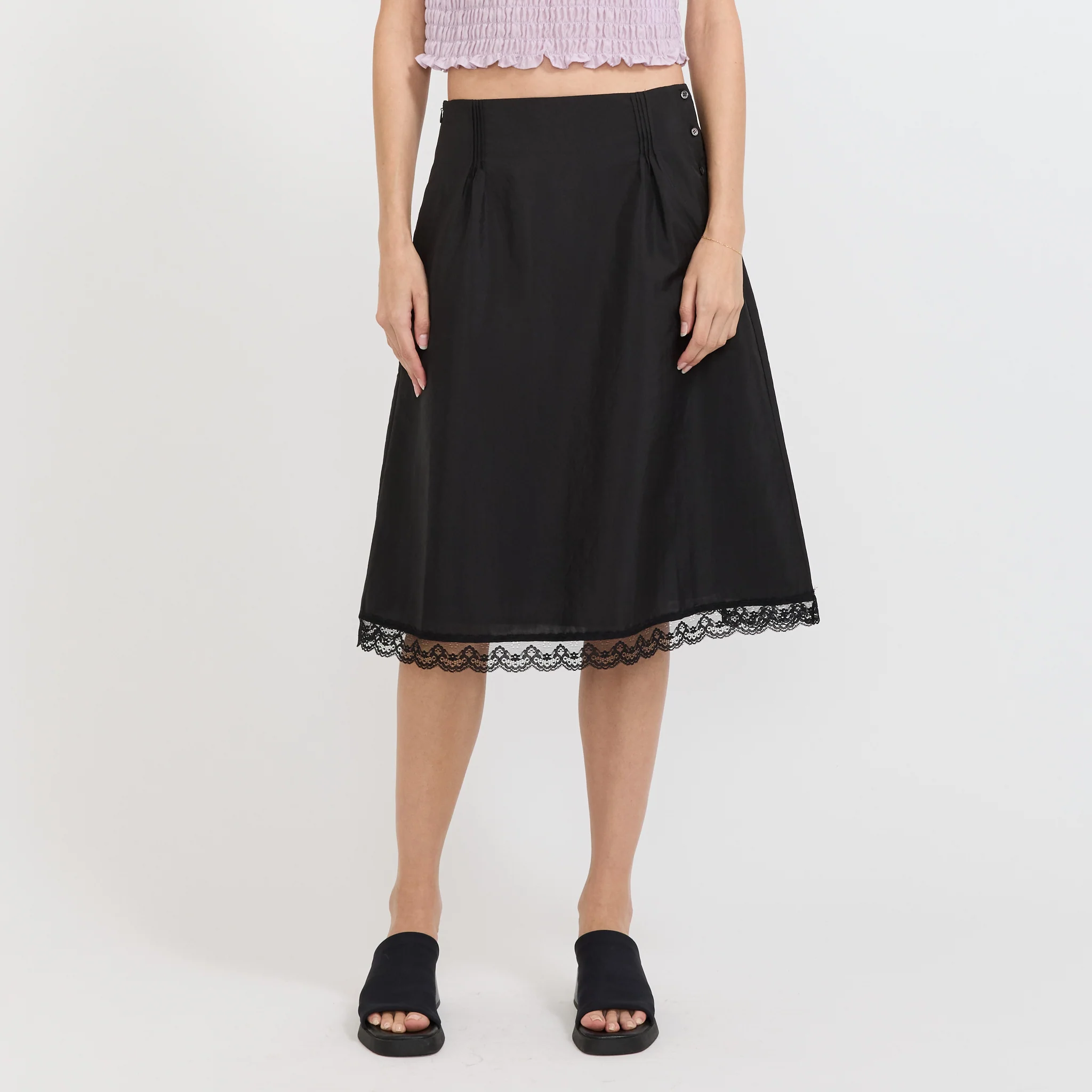 Stitch Lace Detail Skirt Black - Image 7