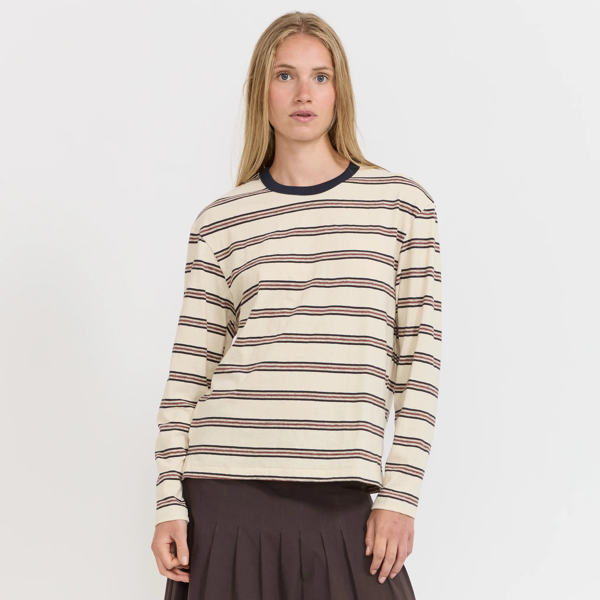 Stripe Boyfriend L/S T-Shirt Navy/Red/Natural Stripe