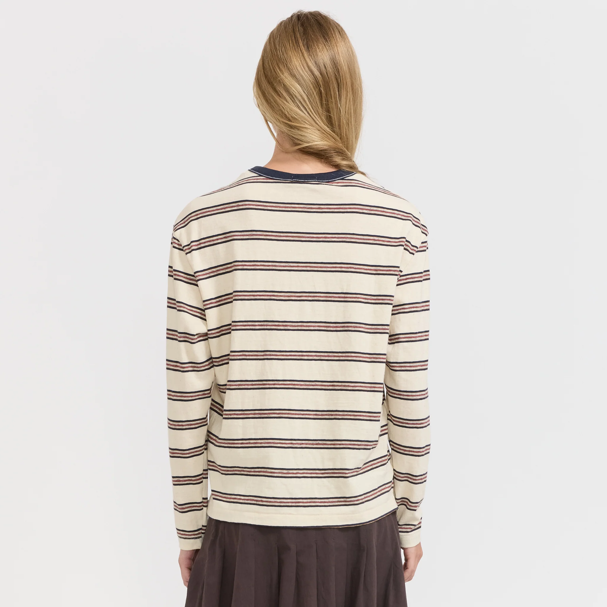 Stripe Boyfriend L/S T-Shirt Navy/Red/Natural Stripe - Image 4