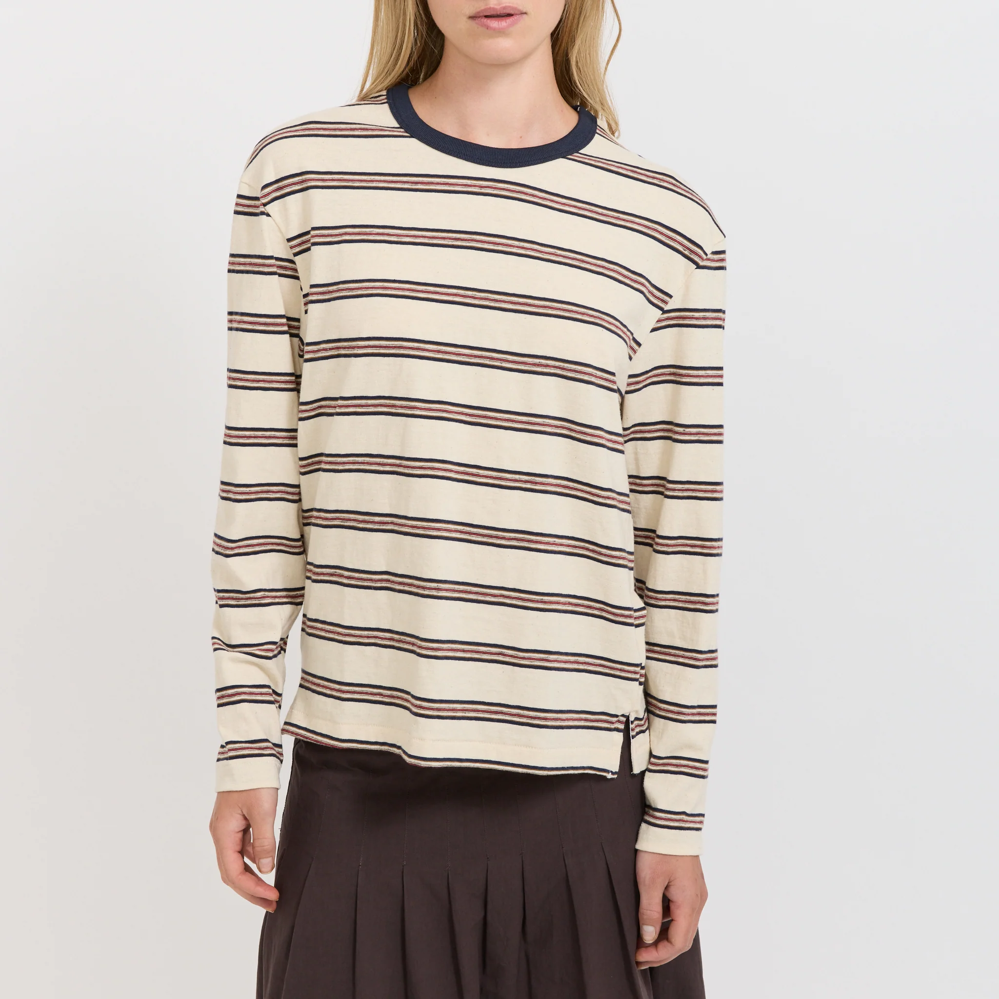 Stripe Boyfriend L/S T-Shirt Navy/Red/Natural Stripe - Image 5