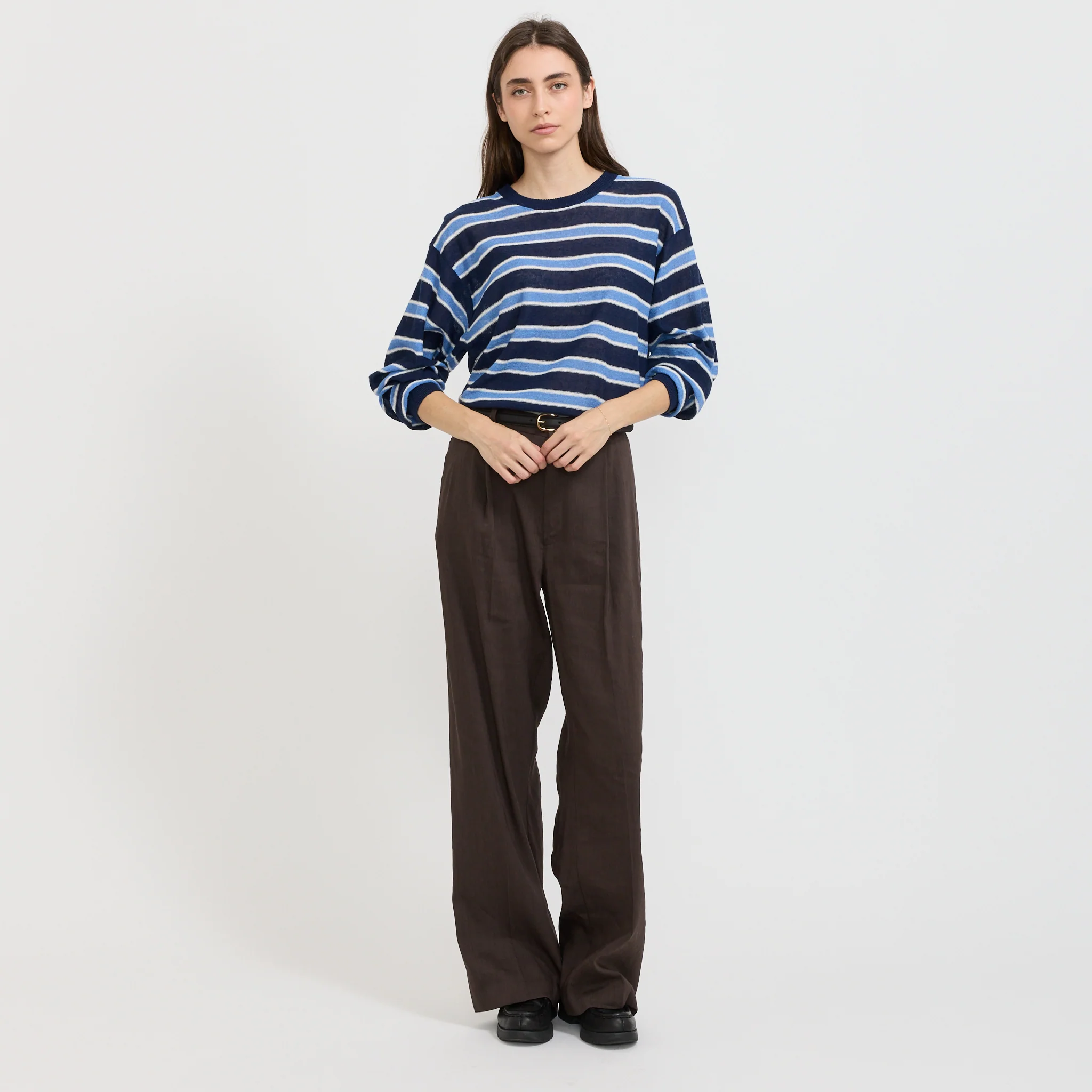 Stripe Round Pullover Blue - Image 2