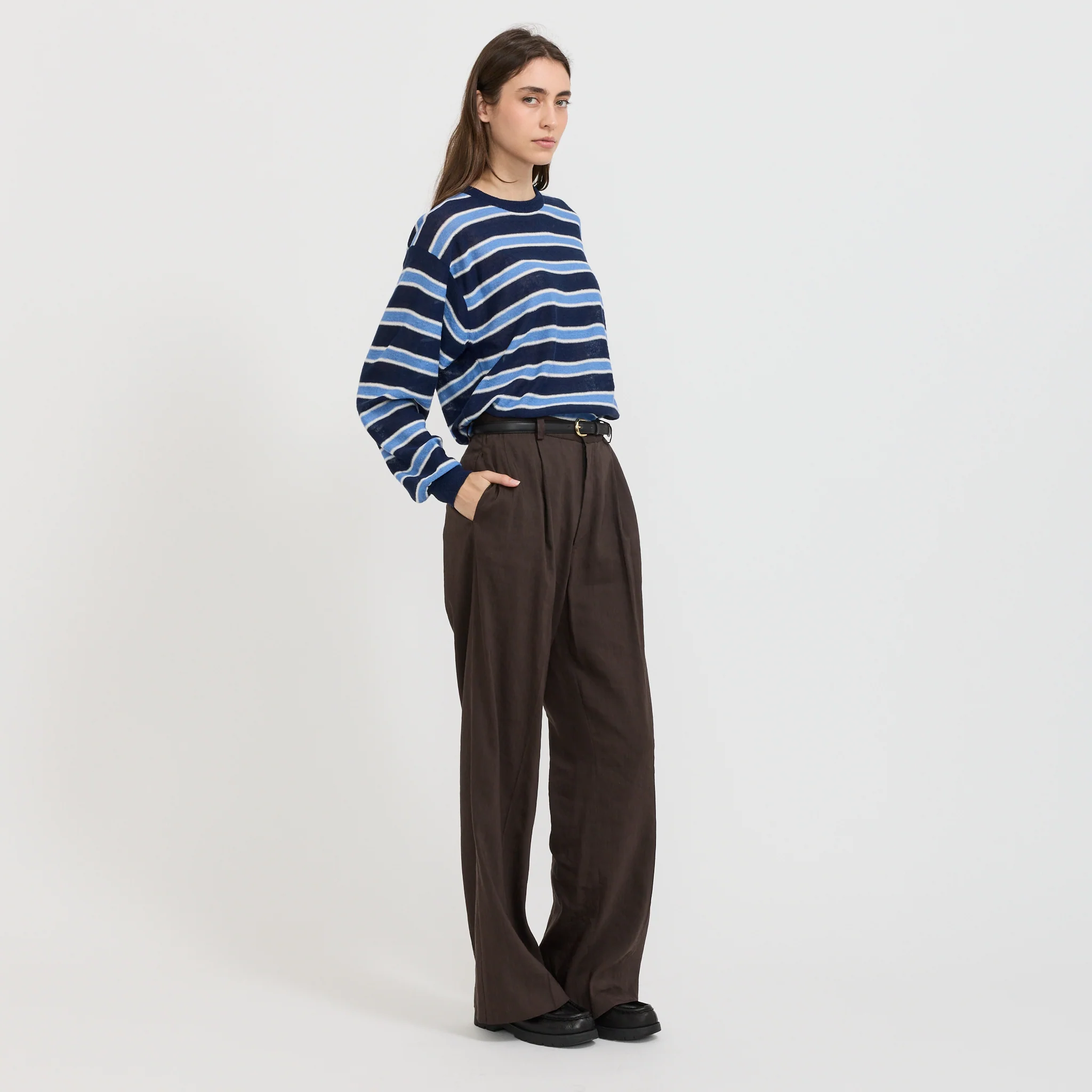 Stripe Round Pullover Blue - Image 3