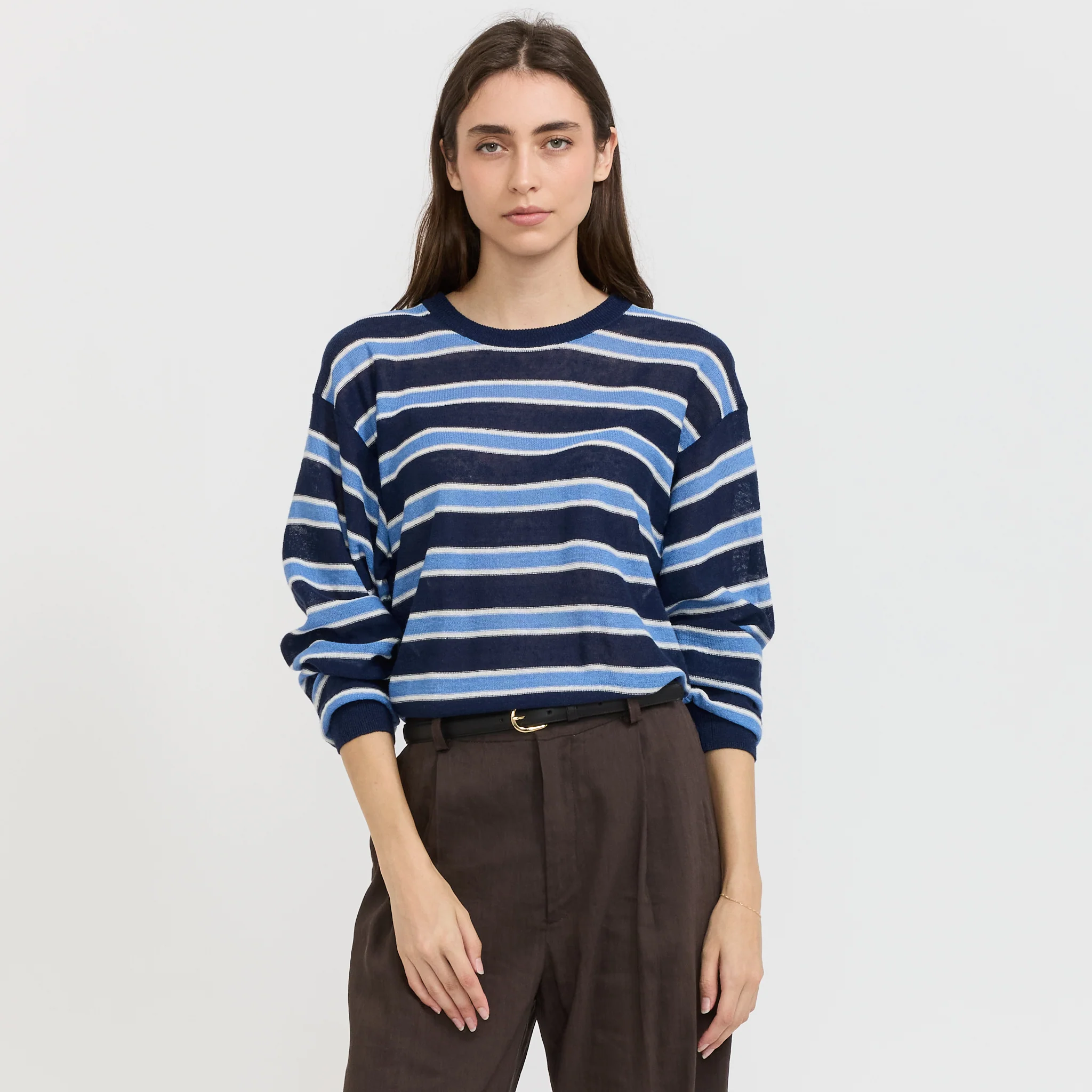 Stripe Round Pullover Blue - Image 9