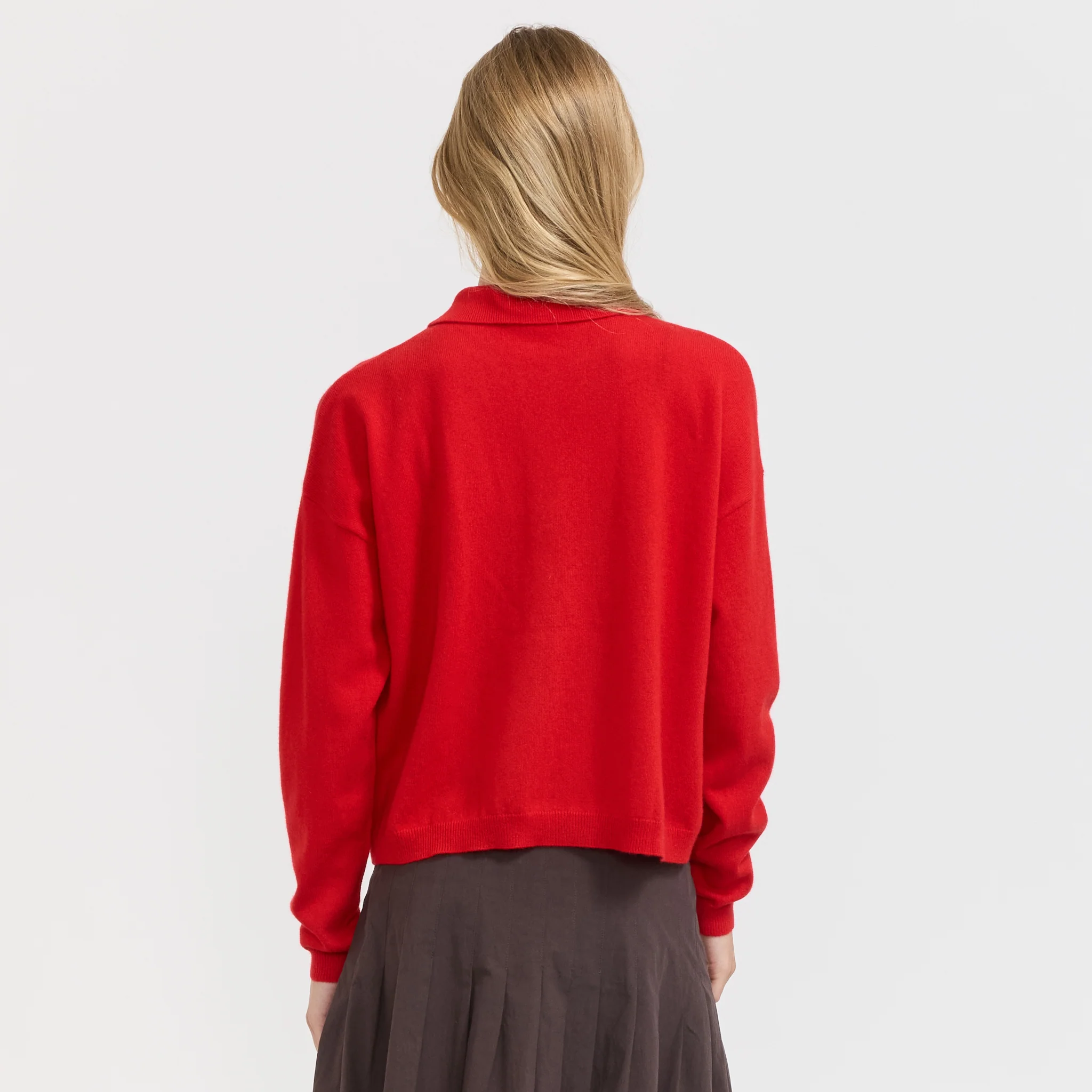 Stripe Wool Cashmere Polo Red/Natural - Image 4