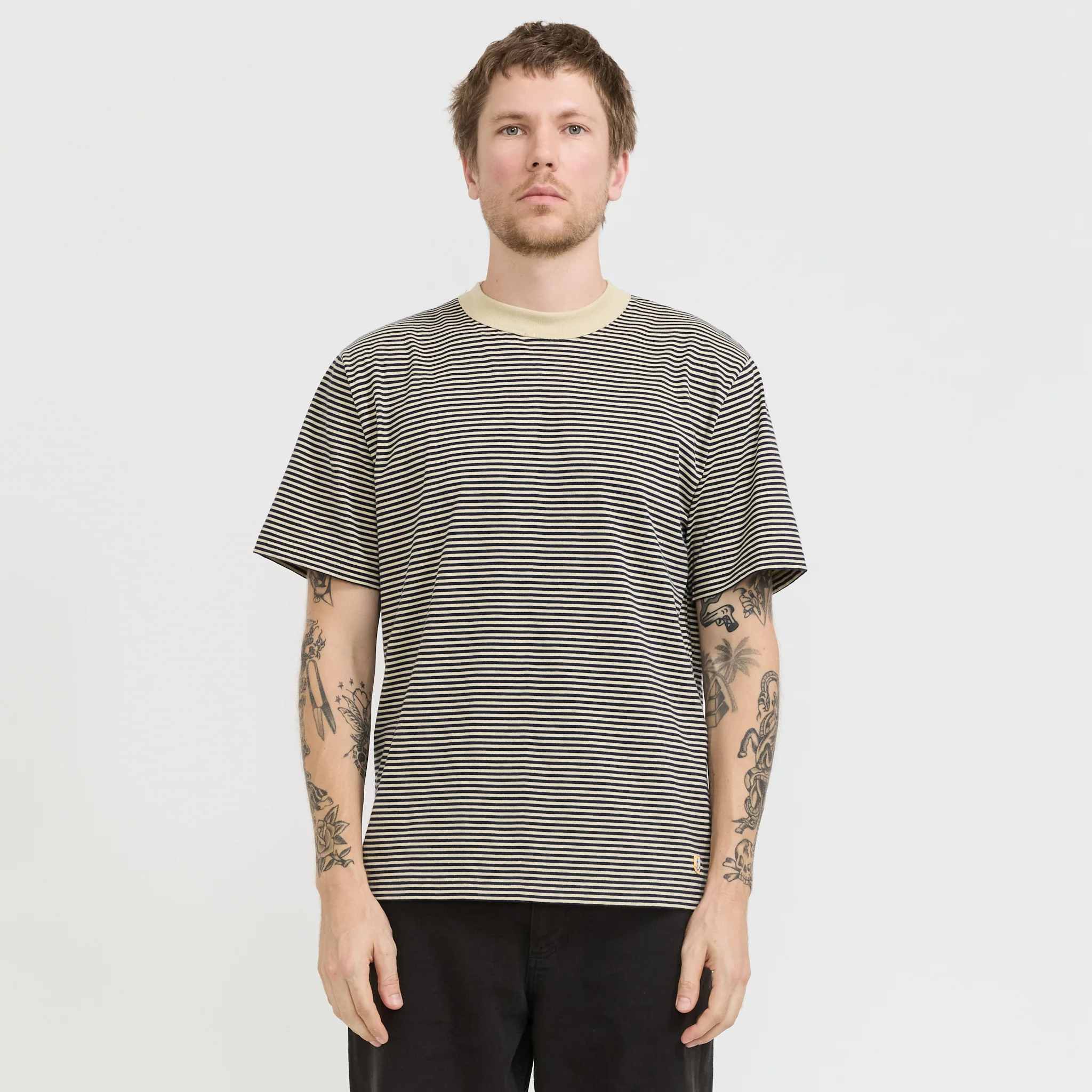 Striped Heritage T-Shirt Gravel/Marine Deep Navy - Image 6