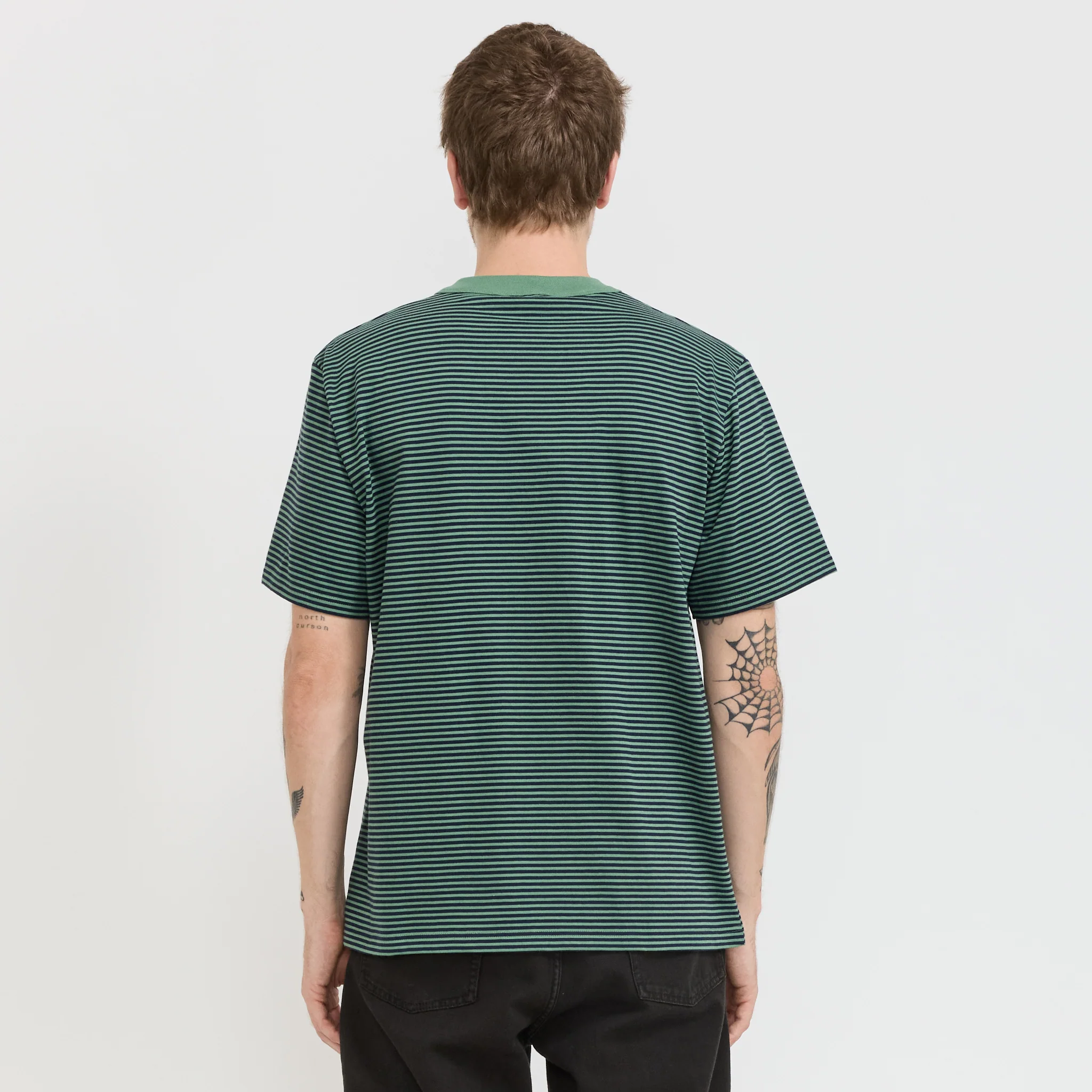 Striped Heritage T-Shirt Ivy Green/Marine Deep Navy - Image 4