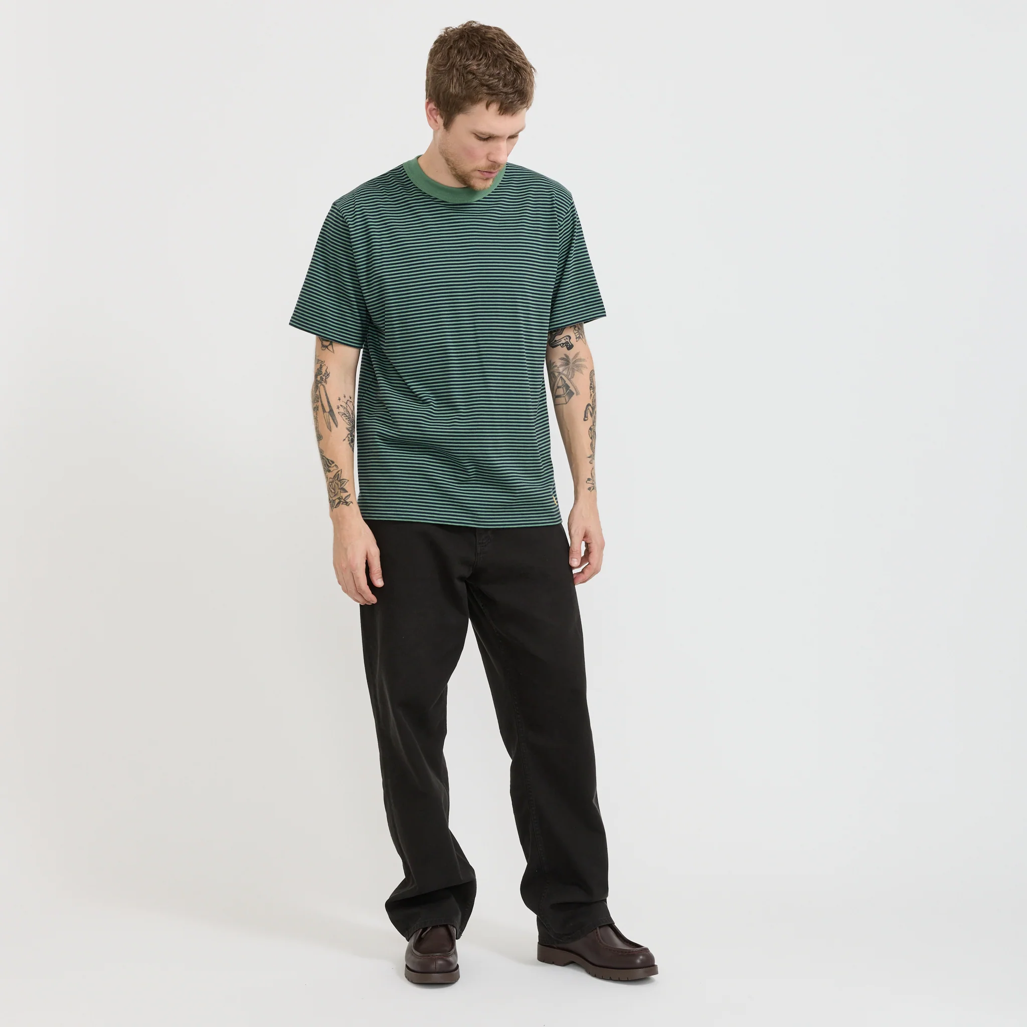 Striped Heritage T-Shirt Ivy Green/Marine Deep Navy - Image 7