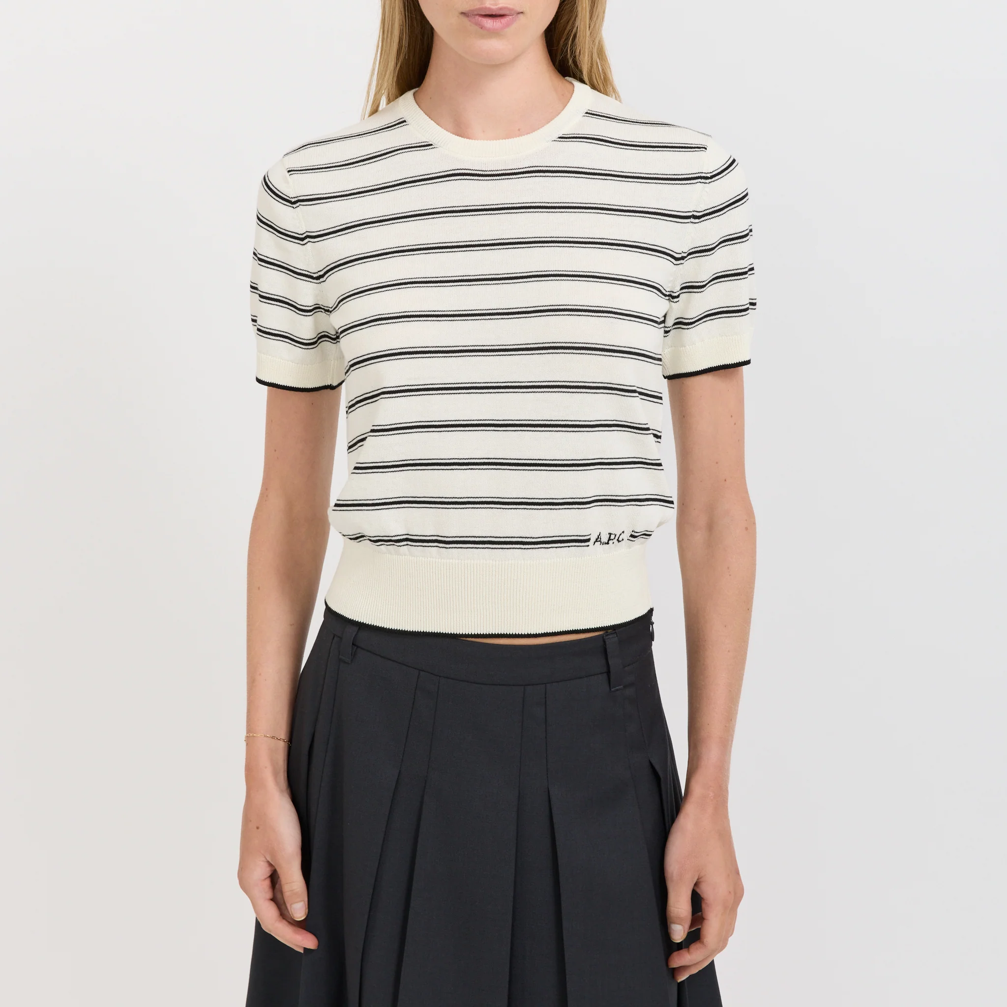 Striped Knit Top Ecru/Black - Image 5